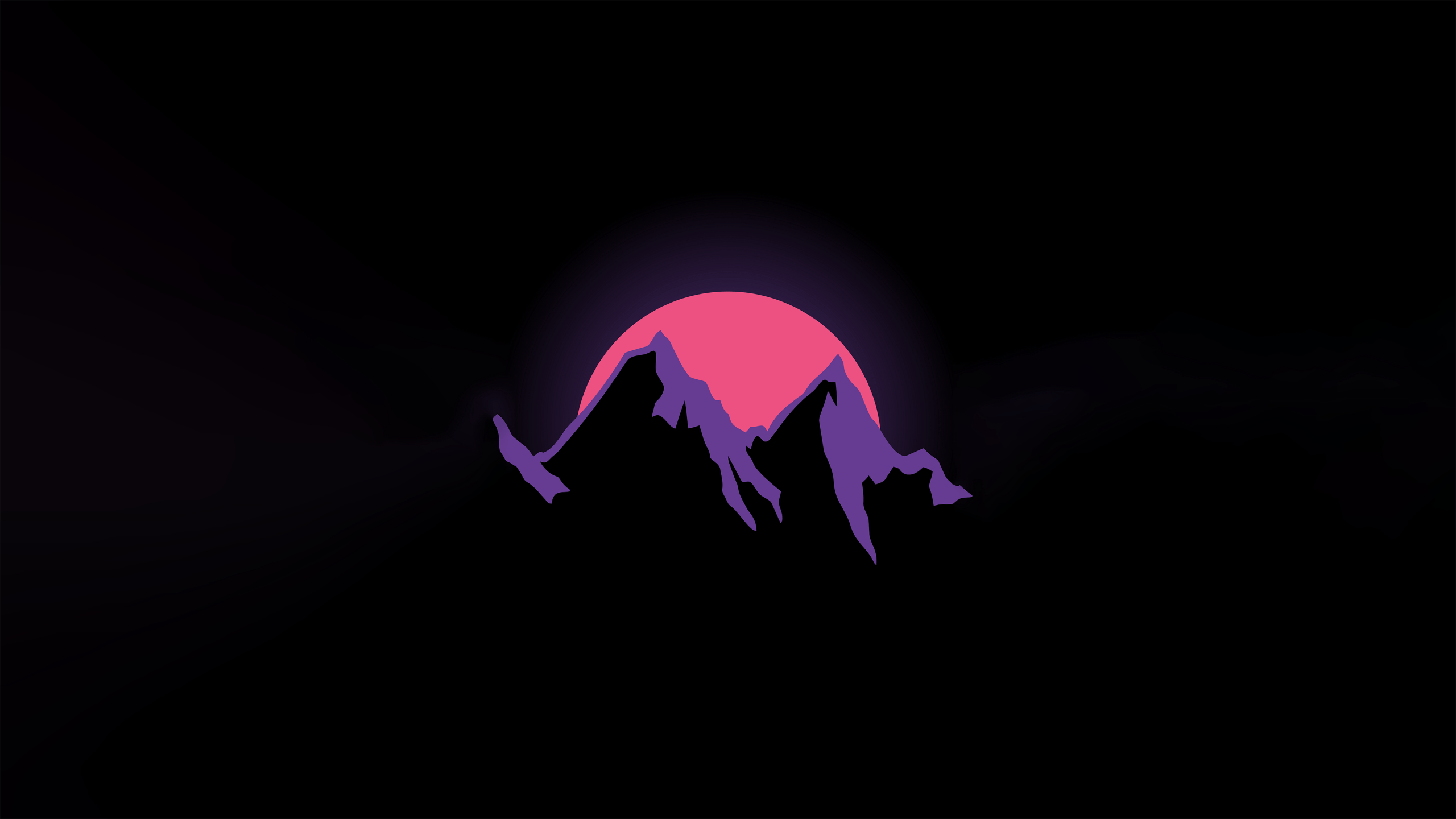 2560x1440 Desktop Wallpaper Mountains, Moon, Dark, Abstract, Minimal, HD Image, Picture, Background, O2smjb