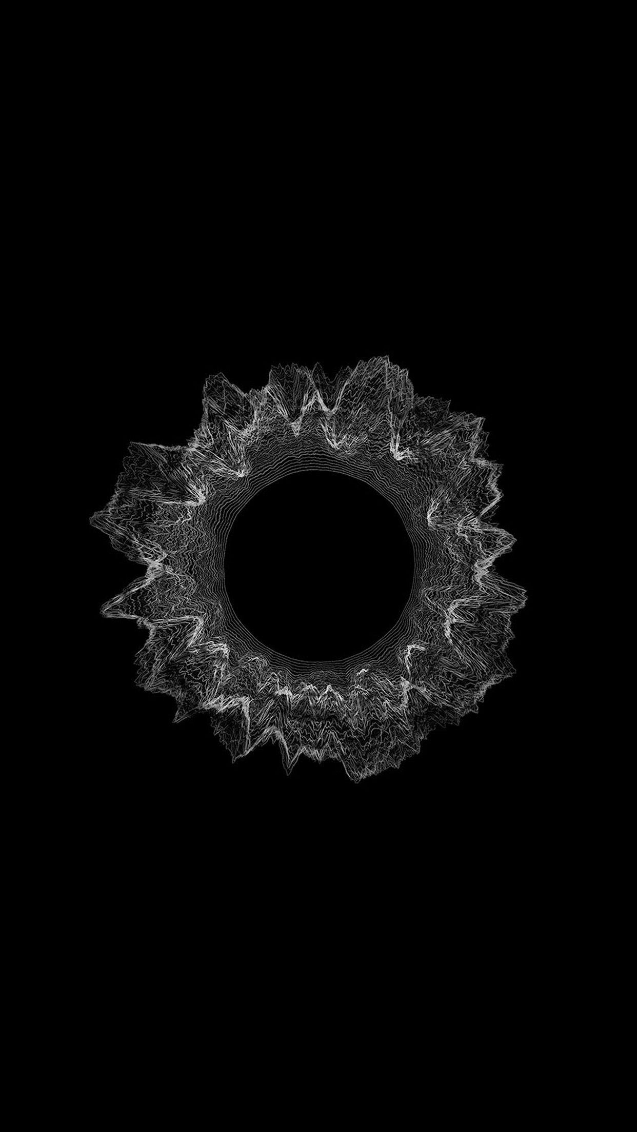 1242x2208 Dark Bw Circle Minimal Abstract Digital Art Pattern
