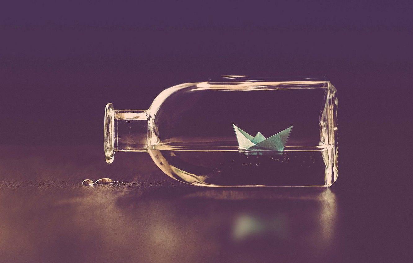 1332x850 Wallpaper background, ship, bottle image for desktop, section минимализм