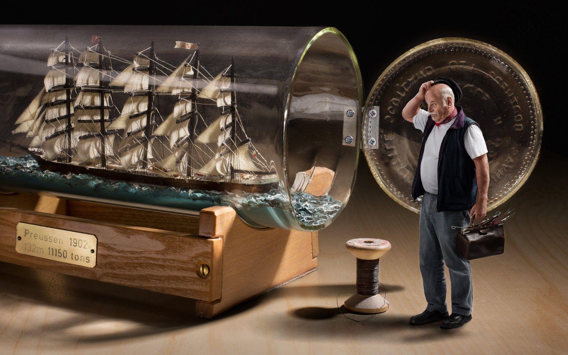 1920x1200 Bottle confusion sailboat boat ship bottle humor funny situation wallpaperx1200