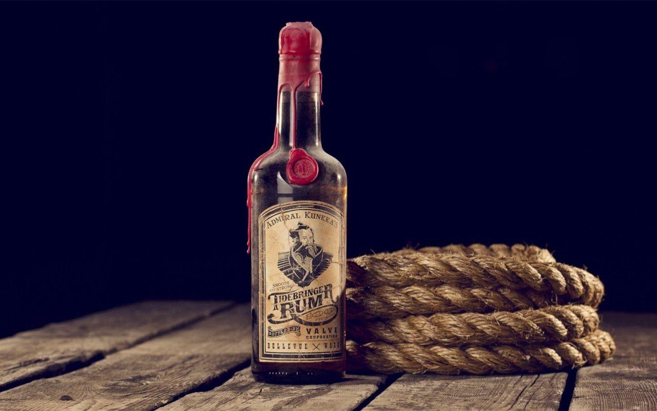 1280x800 A bottle of rum and ship ropes Desktop wallpaper 1280x800