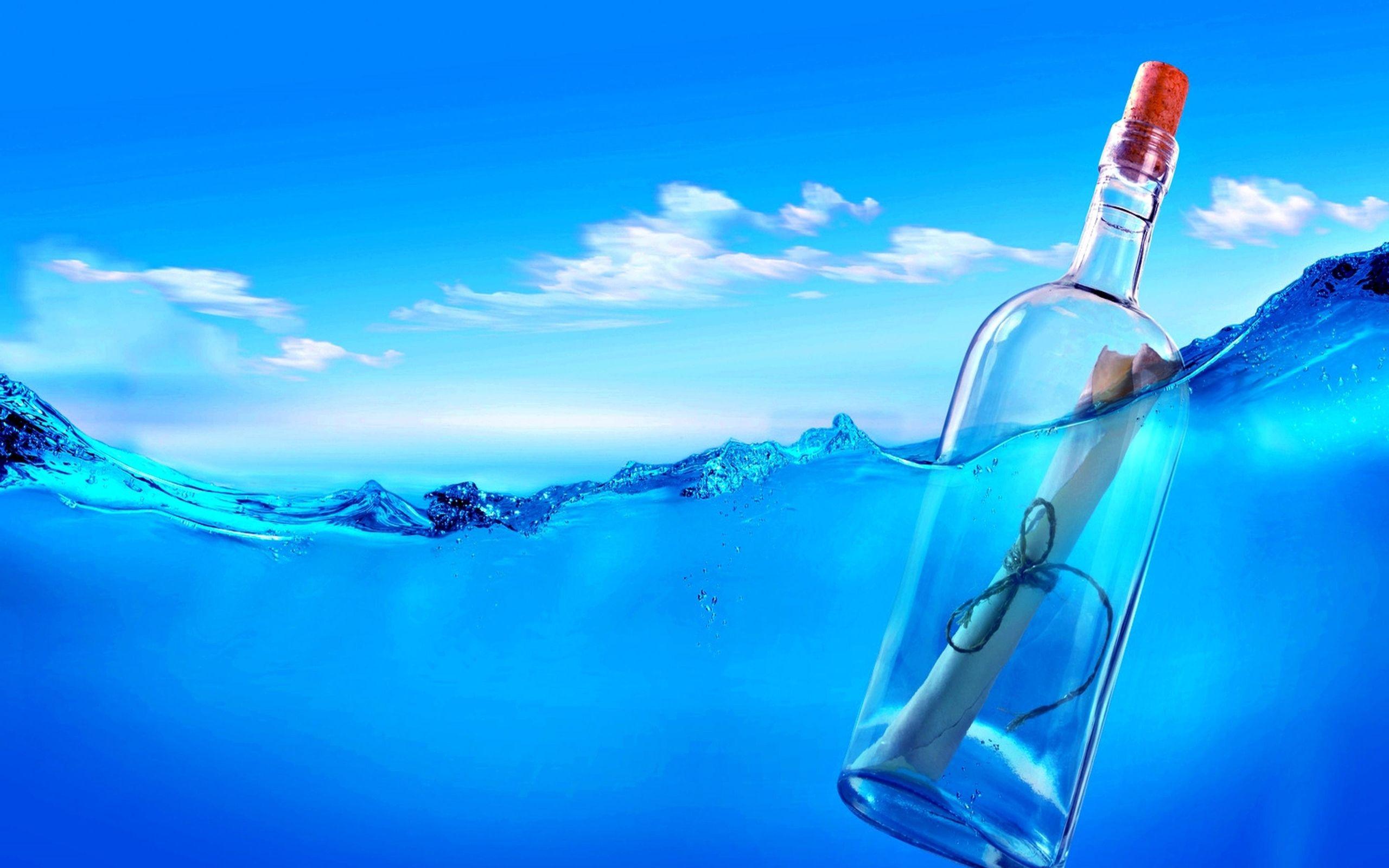 2560x1600 The Message Water Bottle Rope Cork In Sea Ultra 2560x1600 HD Wallpaper 1156831 :