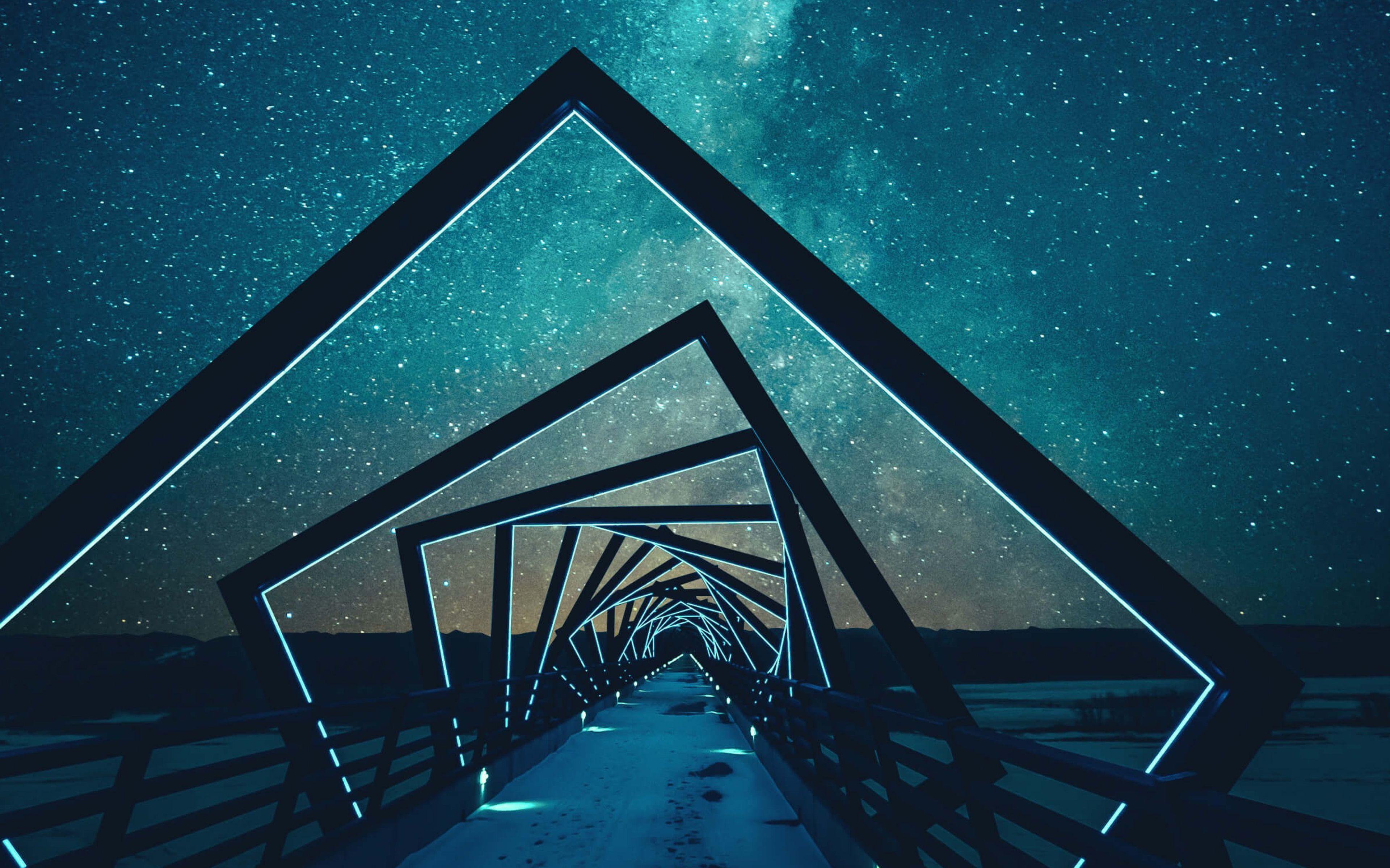 4K Wallpaper Blue Bridge Light - Shardiff World