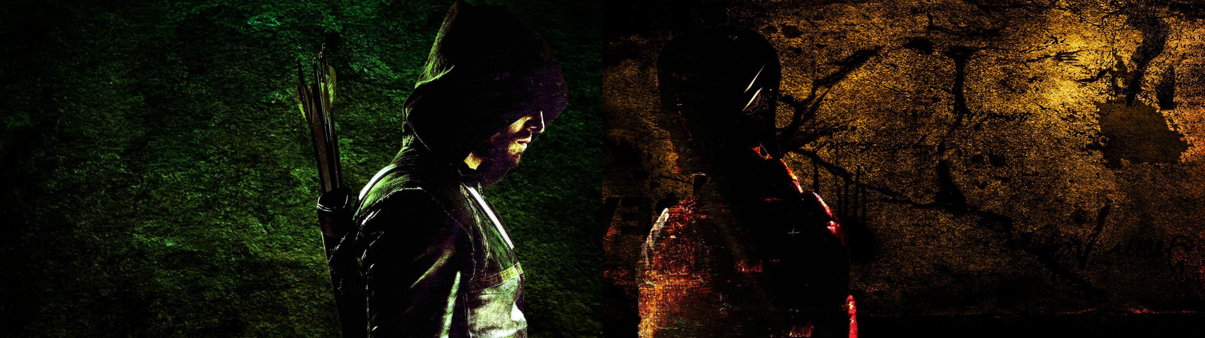 3839x1079 Arrow and the Flash Dual Monitor wallpaper 3840x1080