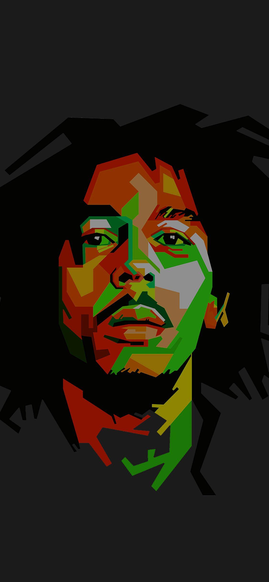 1125x2436 Bob Marley Dark Art Illust Music Reggae Celebrity