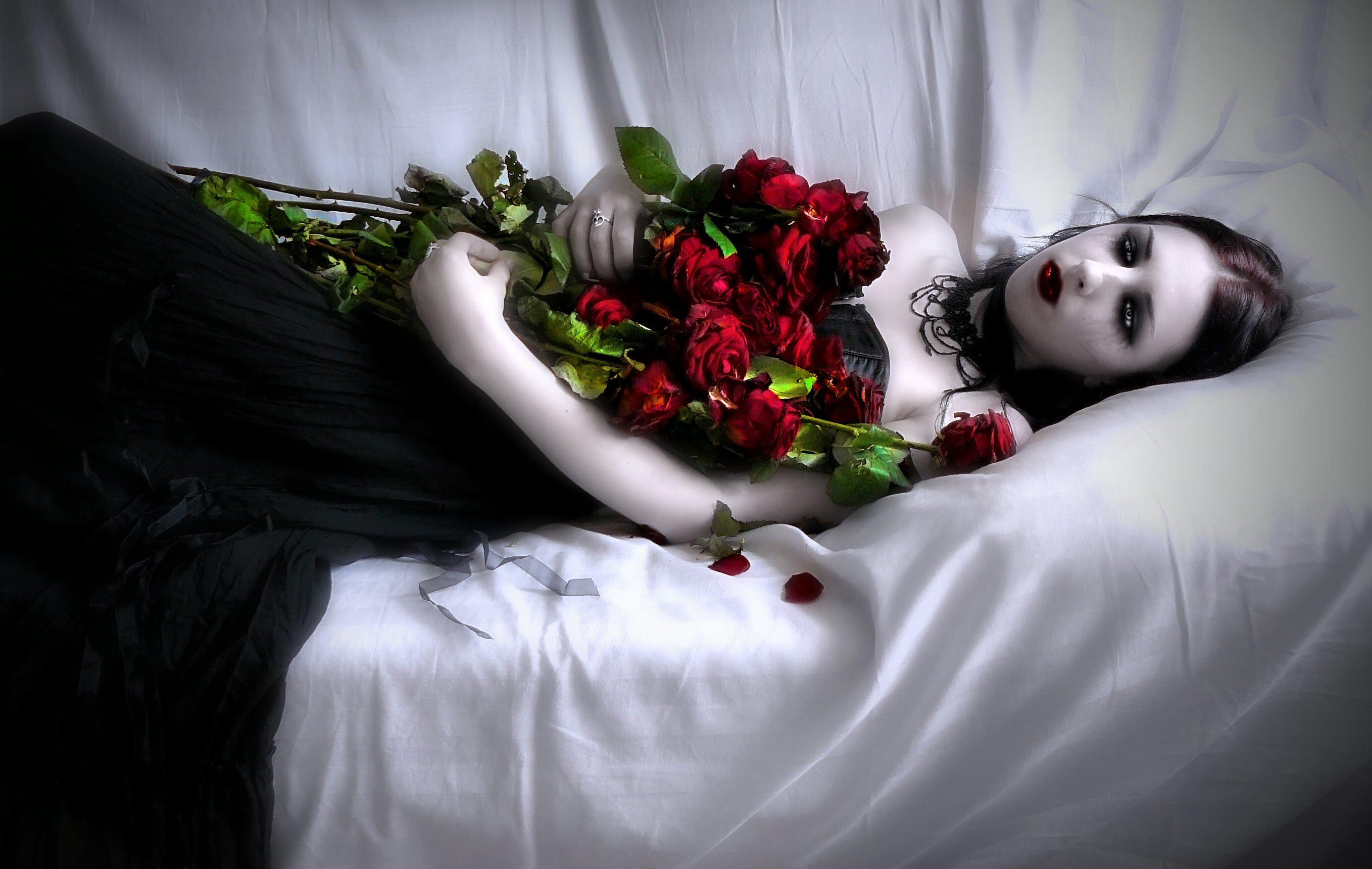 2716x1720 Arina with roses wallpaper from Vampire wallpaper