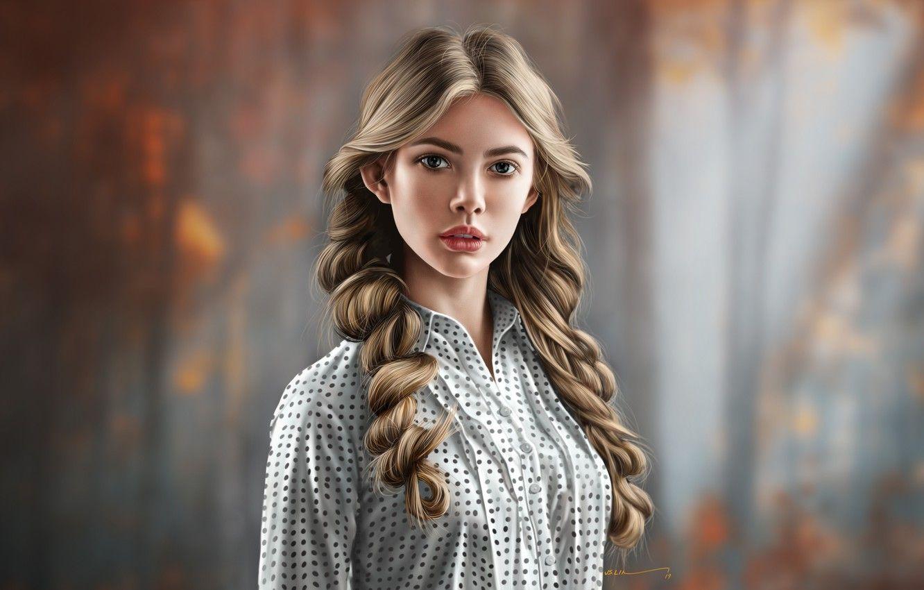 1332x850 Wallpaper Girl, Look, Style, Face, Girl, Beautiful, Art, Style, Beauty, Beauty, Beautiful, Face, Curls, Jinsung Lim, by Jinsung Lim, Braided hair image for desktop, section арт