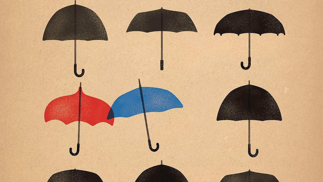 1366x768 Blue Umbrella Cute Minimal Art Disney Wallpaper