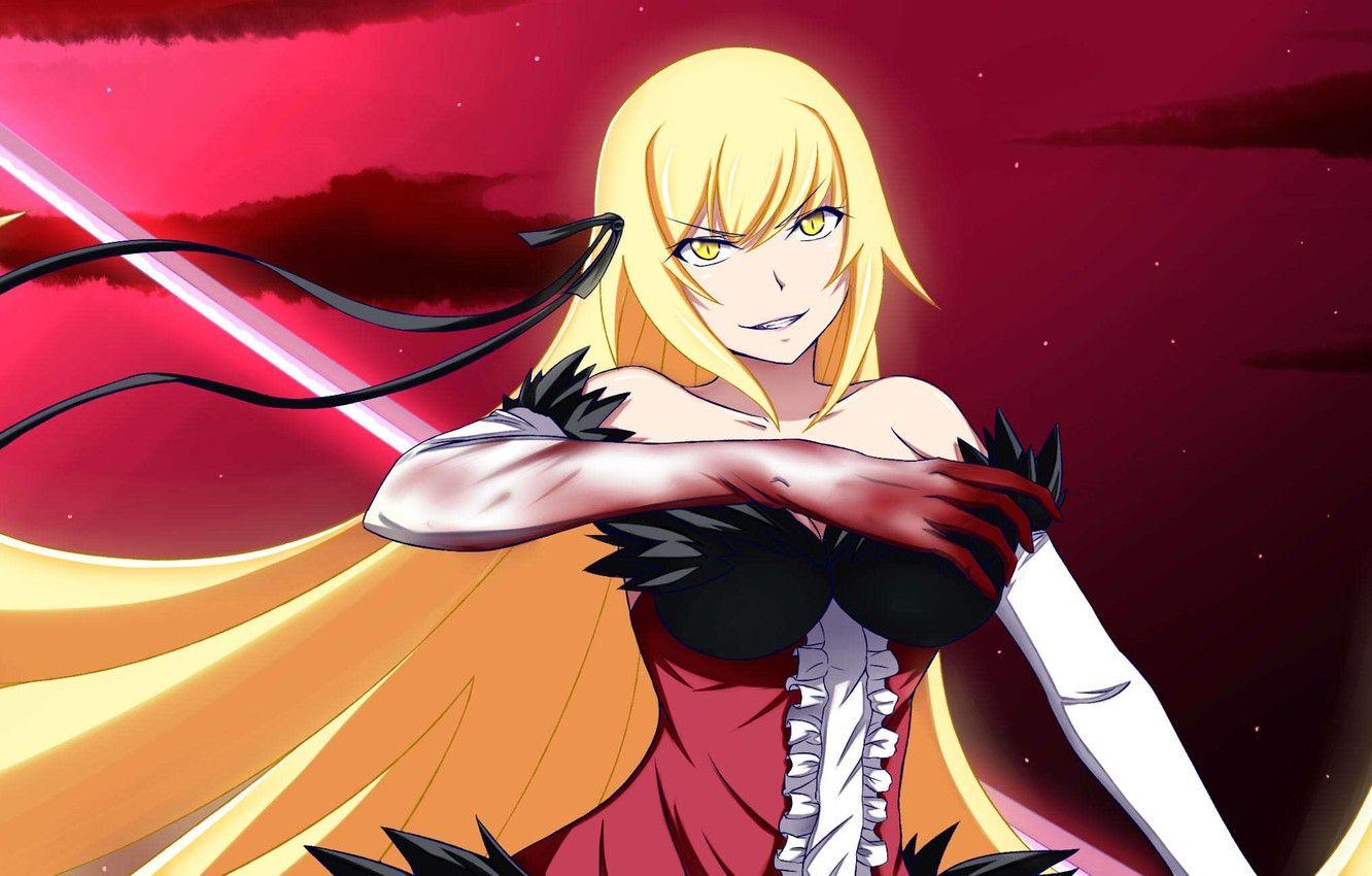 1332x850 Wallpaper Anime, bakemonogatari, oshino shinobu, history of monsters, blood., kissshot acerolaorion heartunderblade image for desktop, section прочее