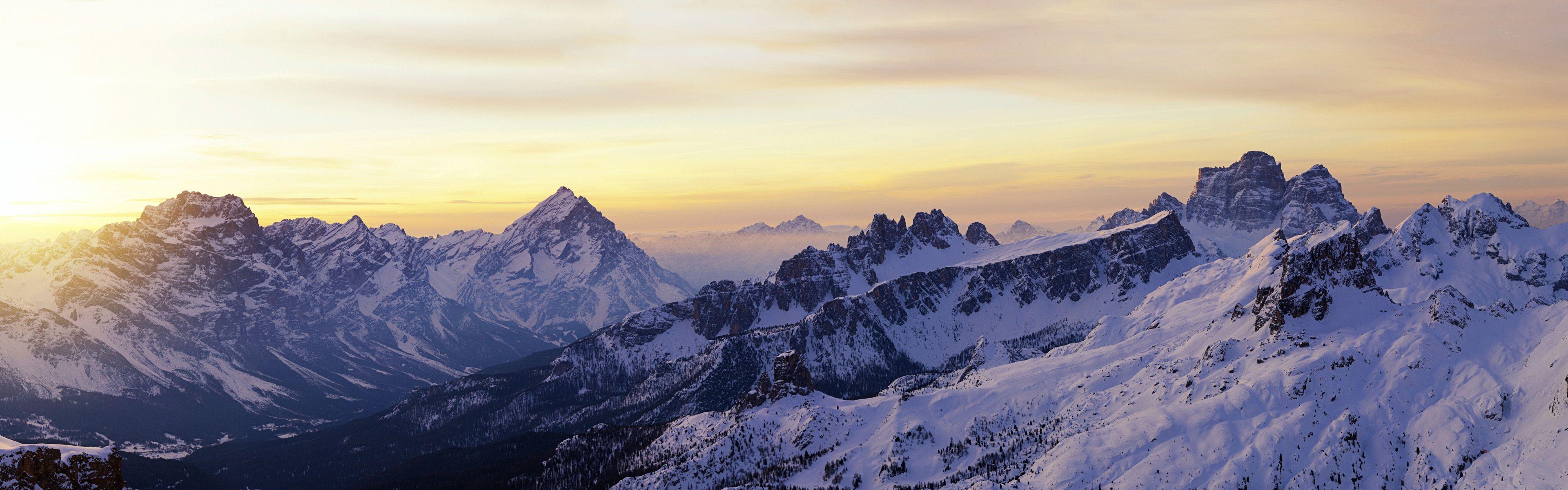 3840x1200 Winter Dolomites Wallpaper