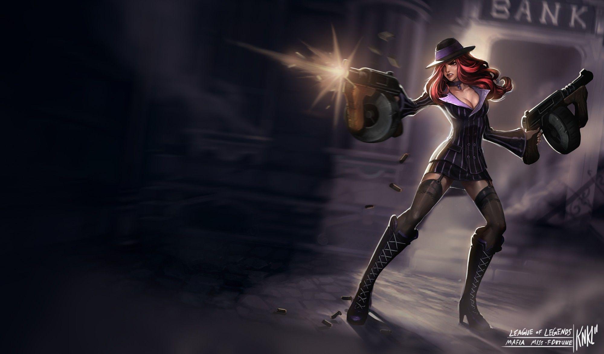 2000x1172 video games, League of Legends, mafia, Miss Fortune, Riot Games wallpaper
