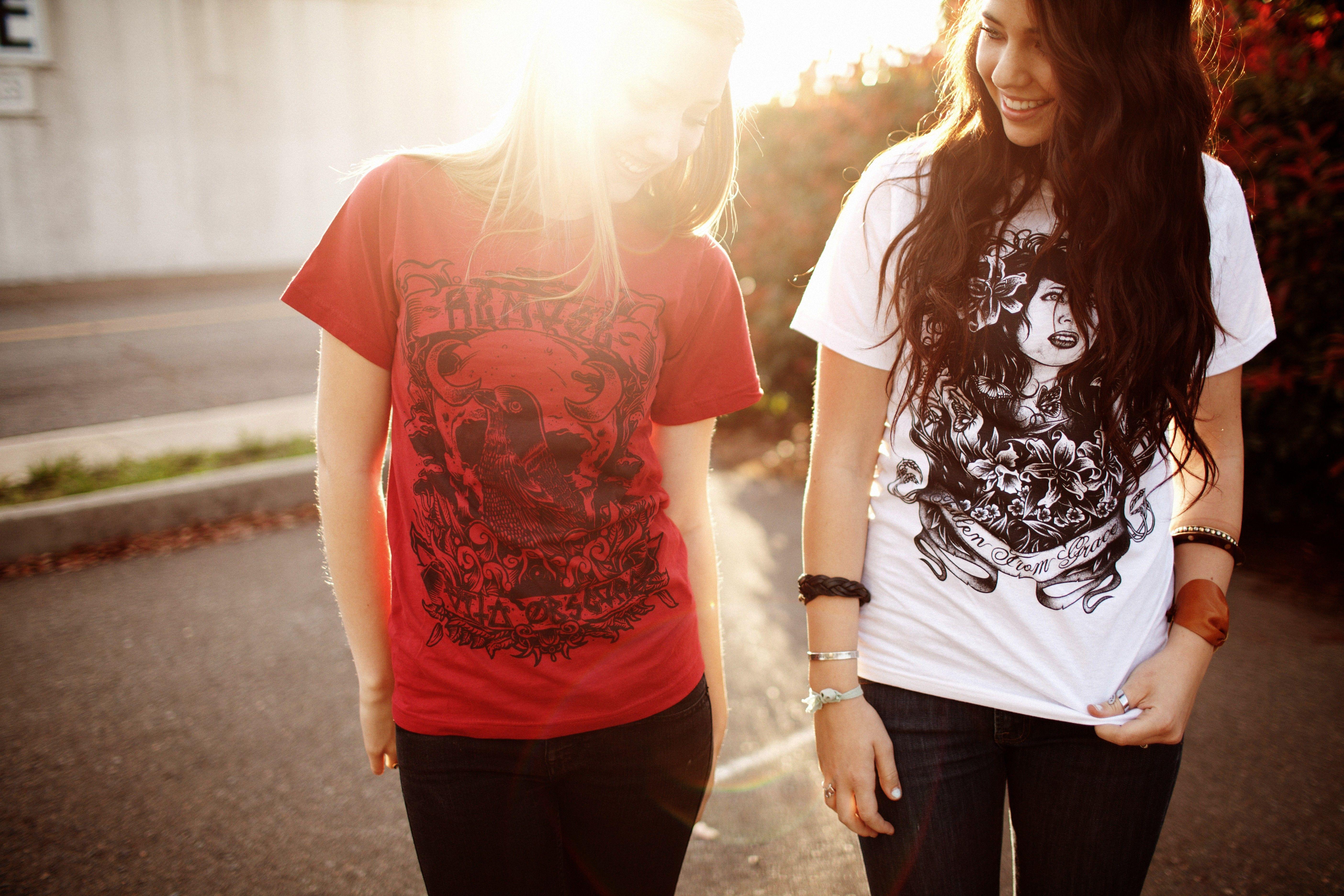 5616x3744 Brunettes, Blondes, Women, Sunlight, T Shirts, Two Girls, Taylor McCutchan Wallpaper