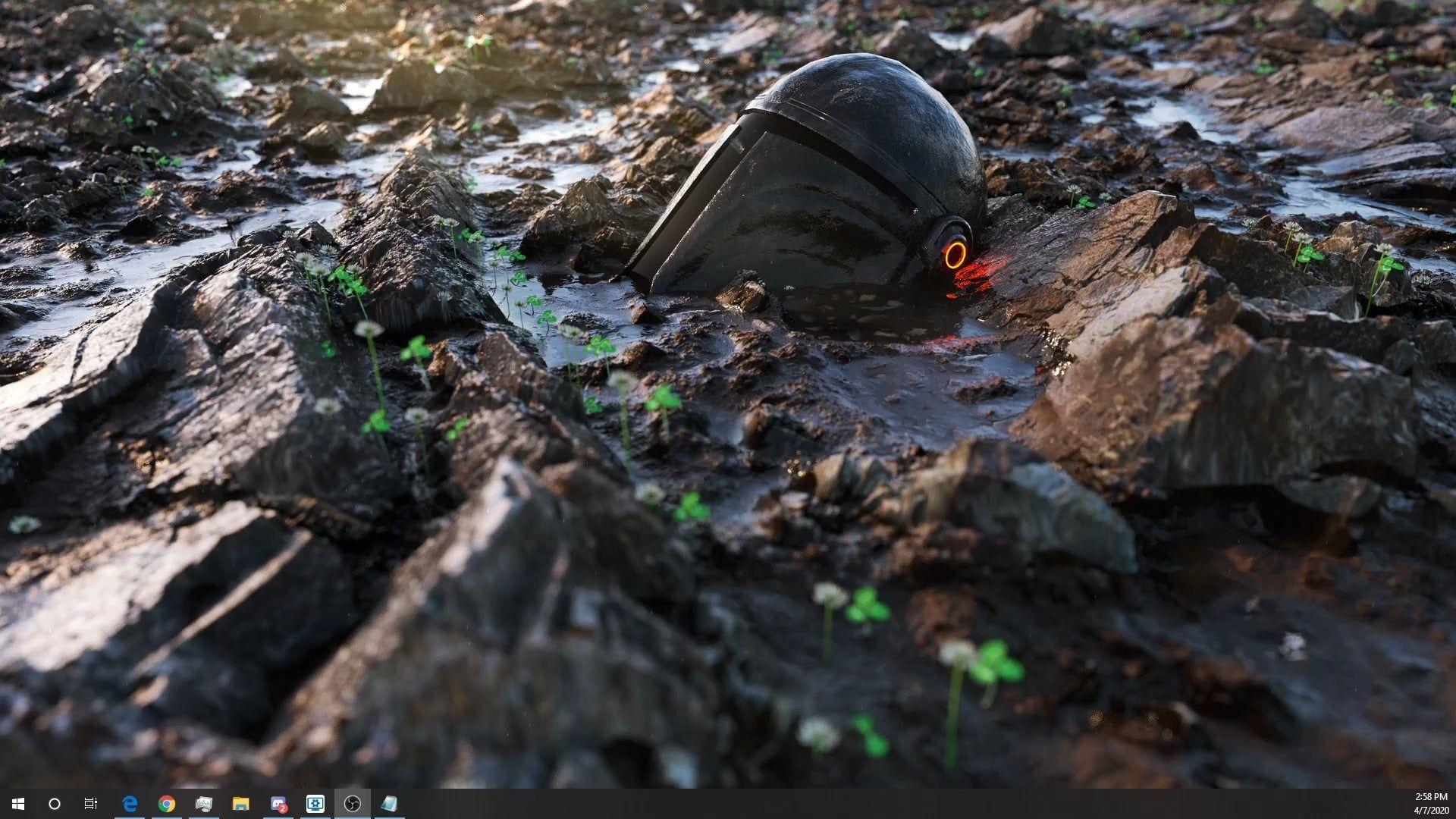 1920x1080 Abandoned Mandalorian Helmet