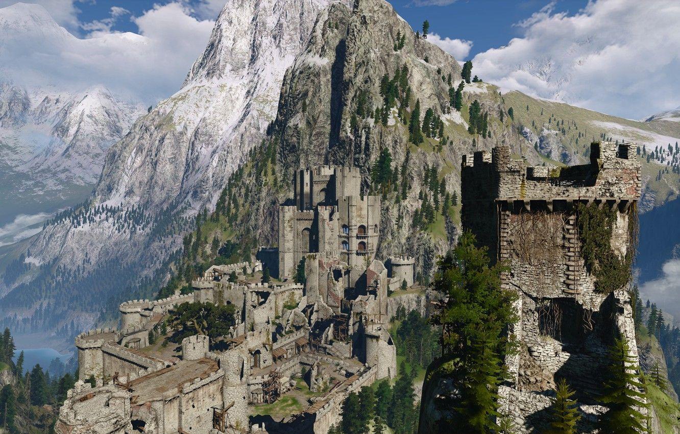 1332x850 Wallpaper forest, mountains, castle, the witcher 3 wild hunt, Kaer Morhen image for desktop, section игры