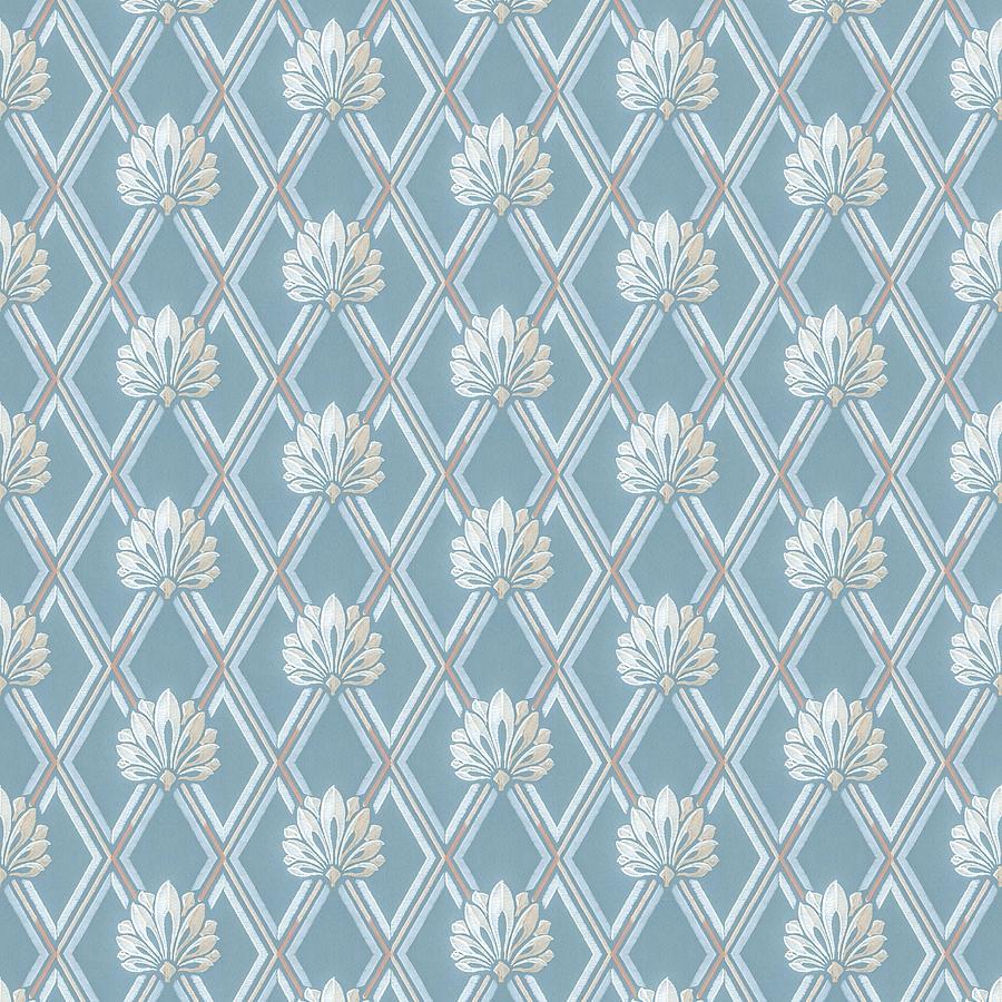 900x900 Old Fashioned Blue Lattice Fan Wallpaper Pattern Digital Art