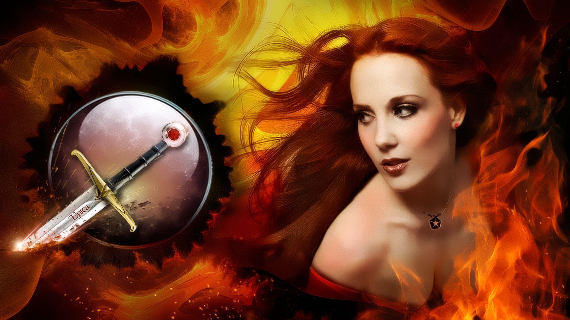 1920x1080 Epica Fire Simone Simons Wallpaper:1920x1080