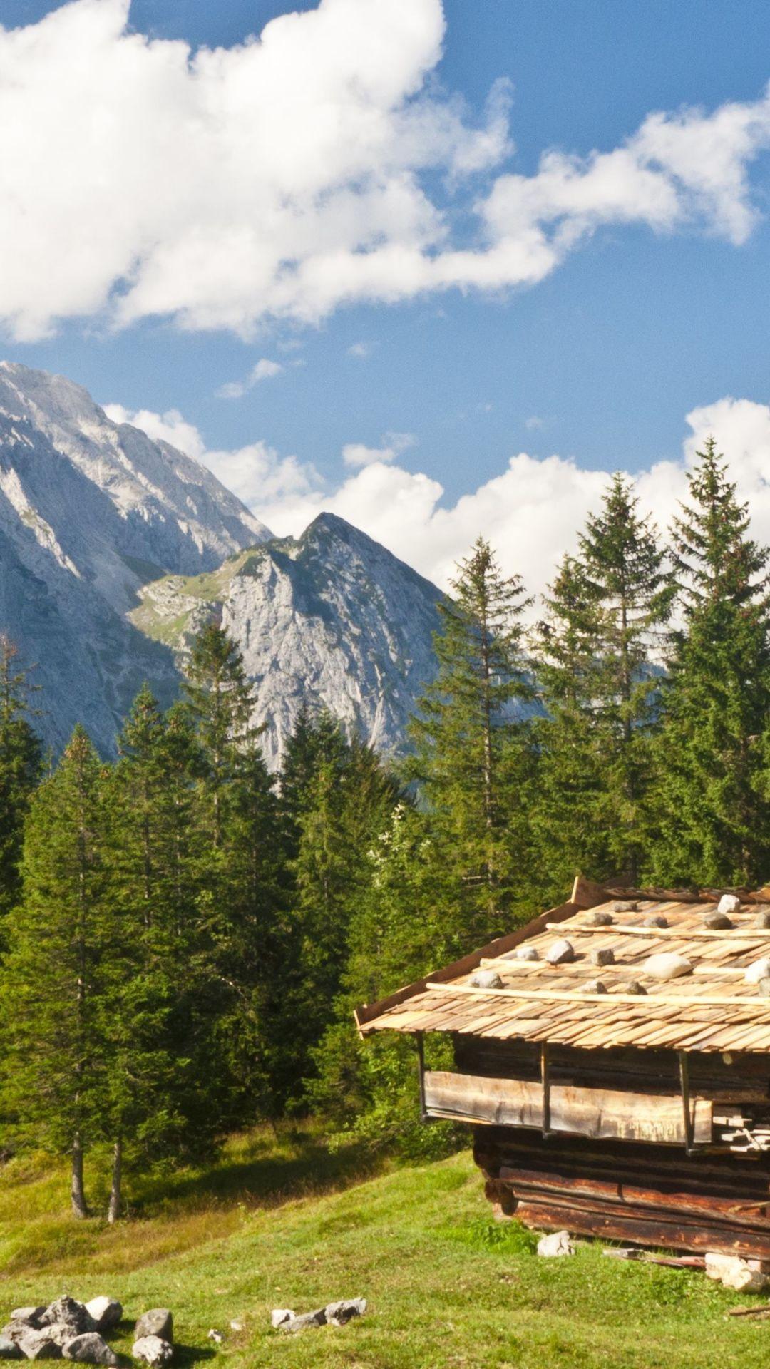 1080x1920 Wallpaper log cabin, mountain, farmhouse, mountain range, hill station. Nature background, Mountain range, Nature picture