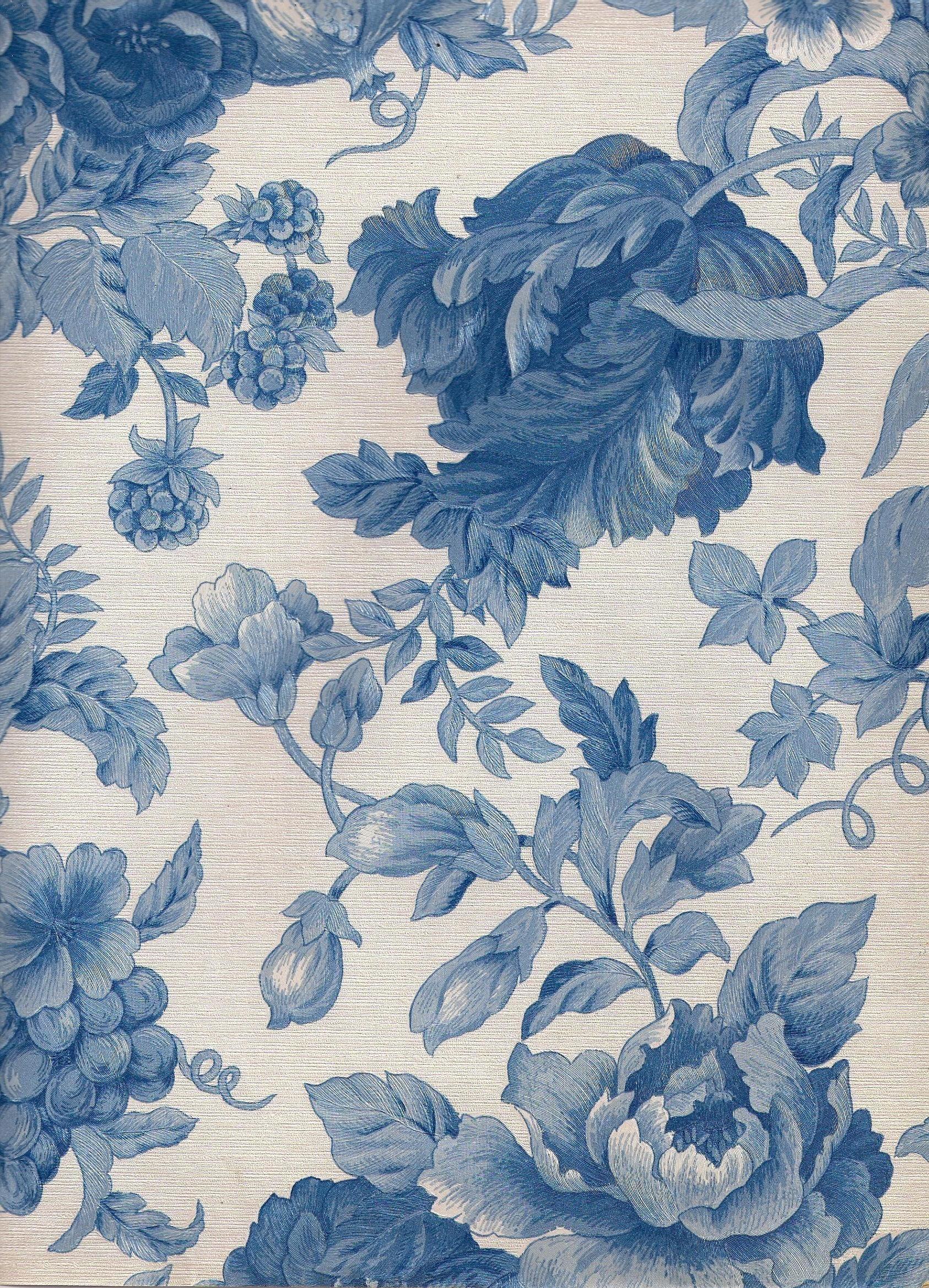 1686x2338 Old Fashioned Blue On White. Blue Floral Wallpaper, Blue Flower