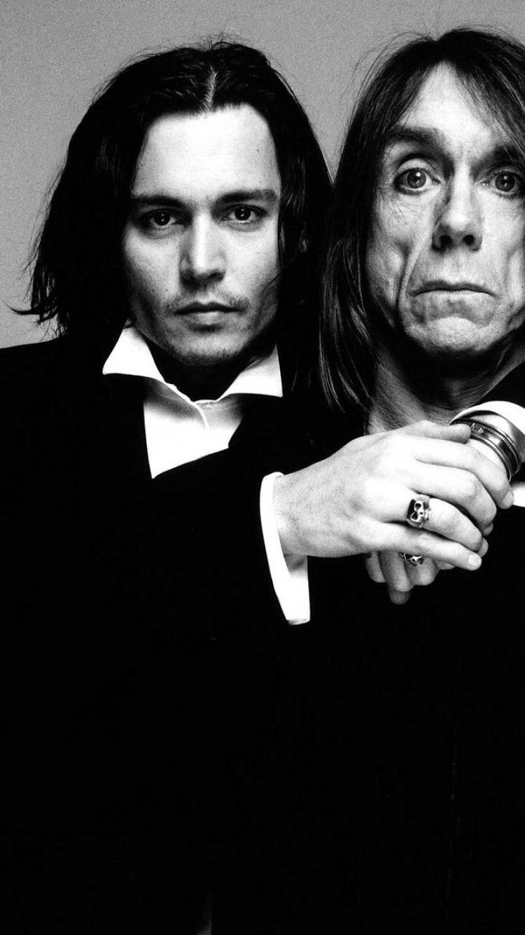 750x1334 Johnny depp actors iggy pop greyscale wallpaper
