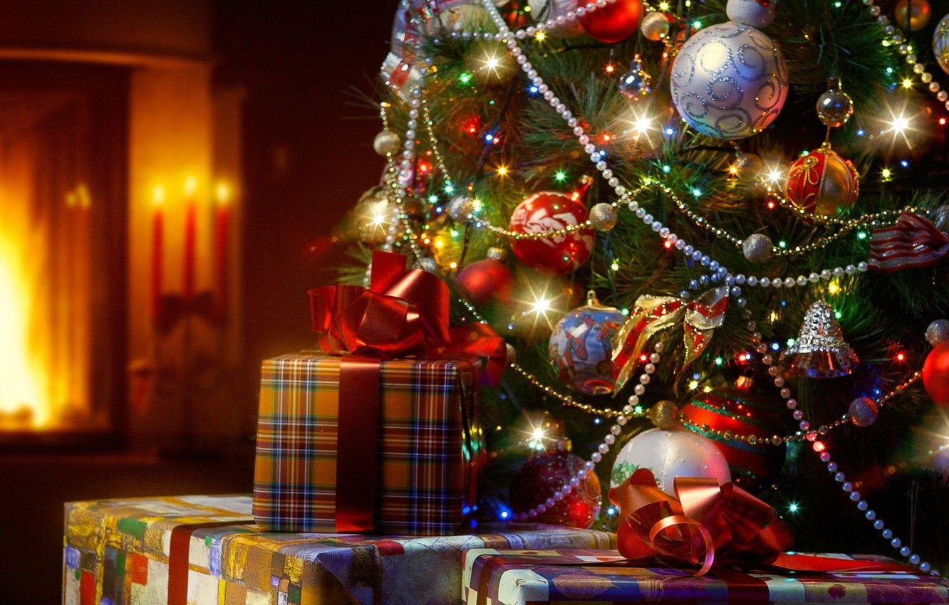 1332x850 Wallpaper decoration, lights, tree, candles, lights, gifts, fireplace, New Year, Merry Christmas, candles, Christmas tree, fireplace, gifts, decorations, New year, balls of light image for desktop, section новый год