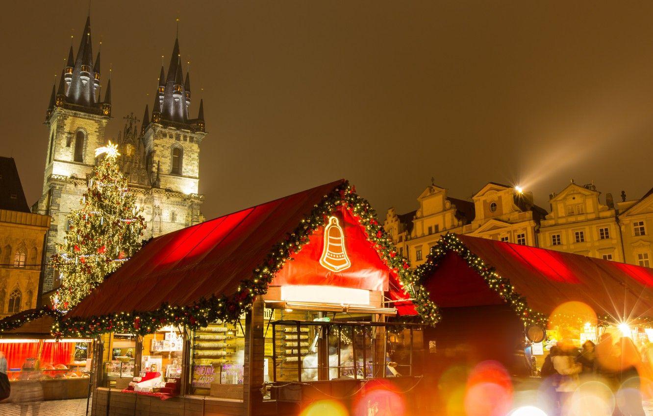 1332x850 Wallpaper decoration, city, the city, lights, street, toys, tree, New Year, Prague, Czech Republic, Christmas, house, Christmas, design, night, Merry Christmas image for desktop, section город
