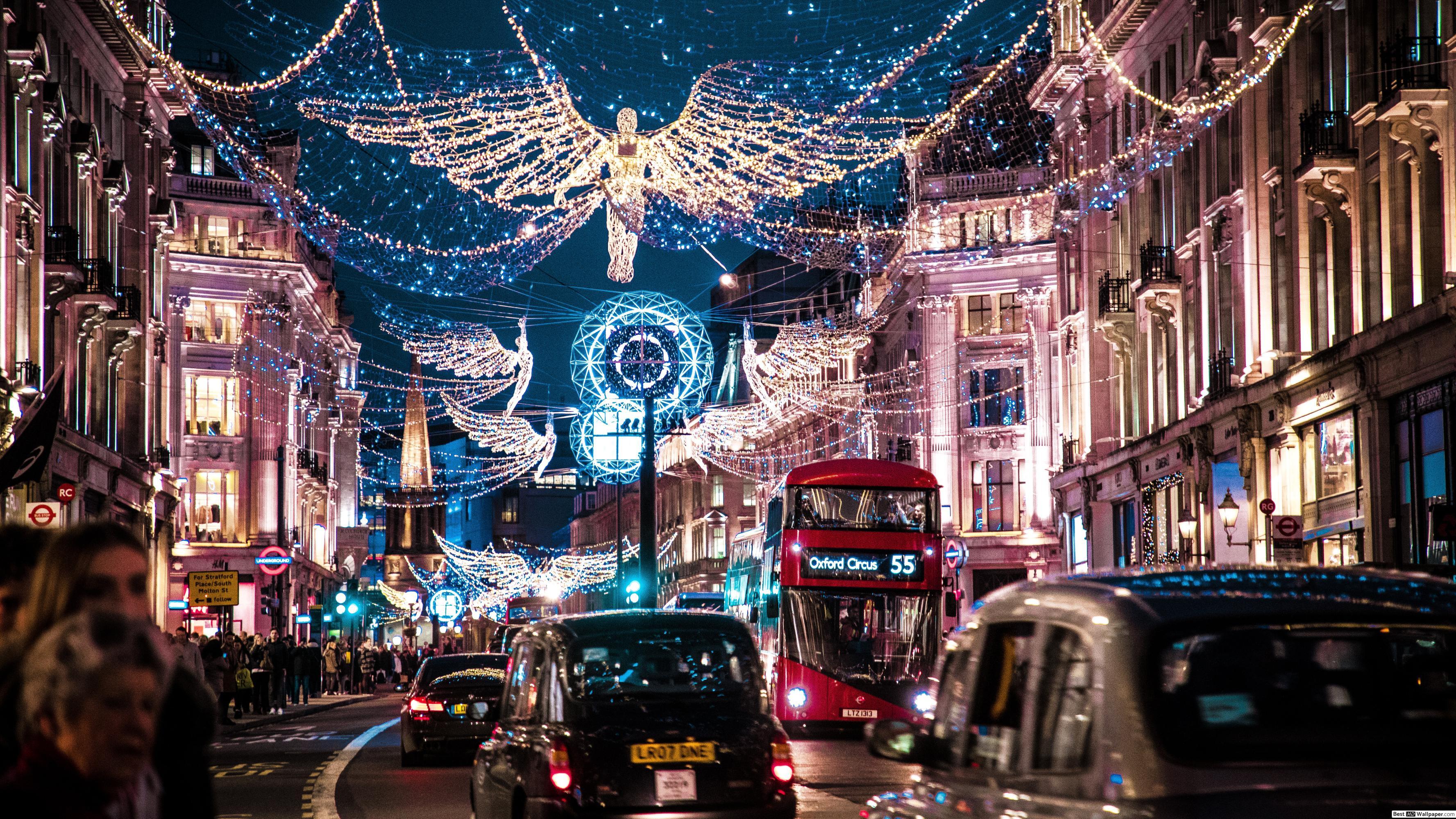 3554x1999 Christmas at London City HD wallpaper .