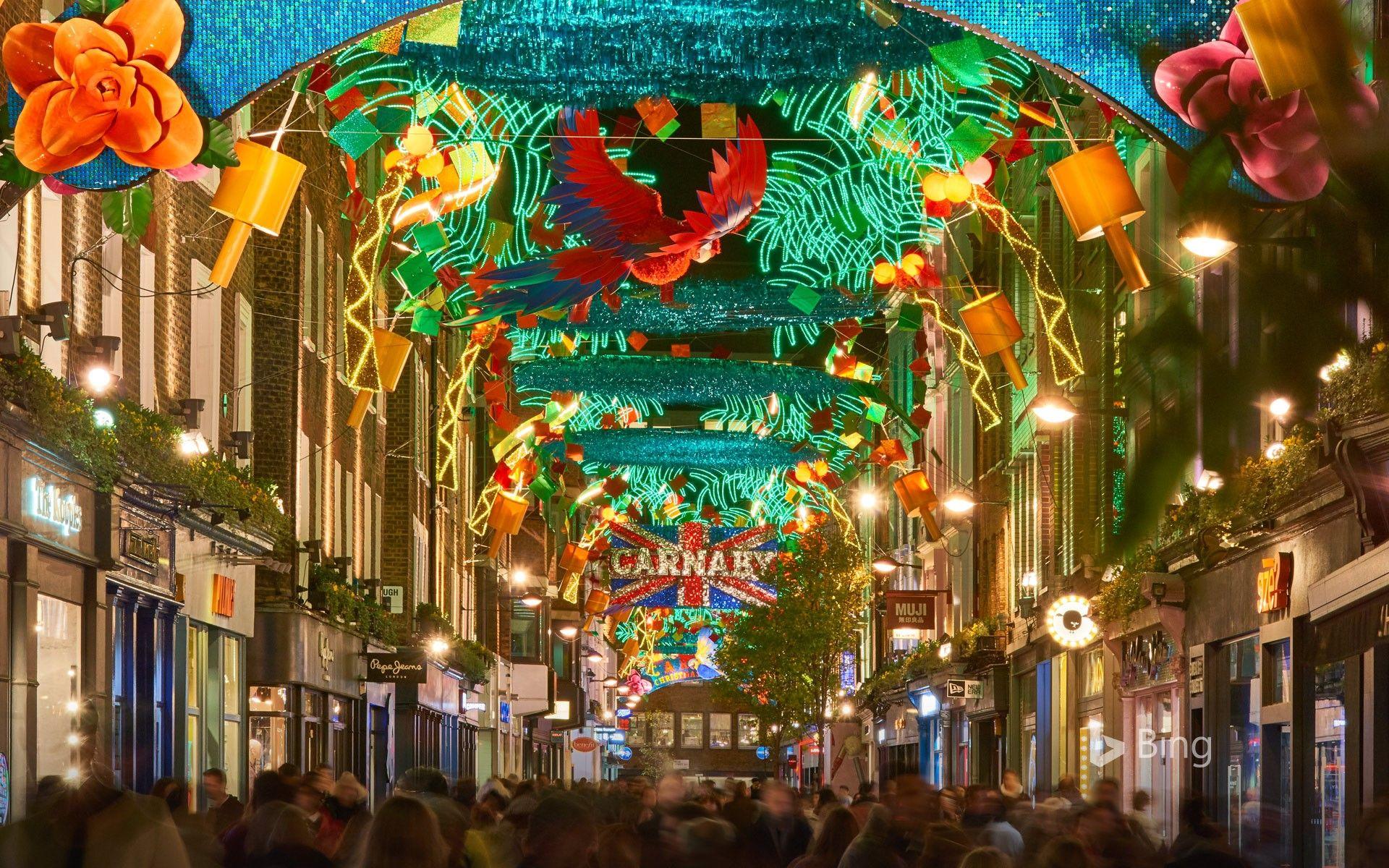1920x1200 Christmas lights in Carnaby Street, London