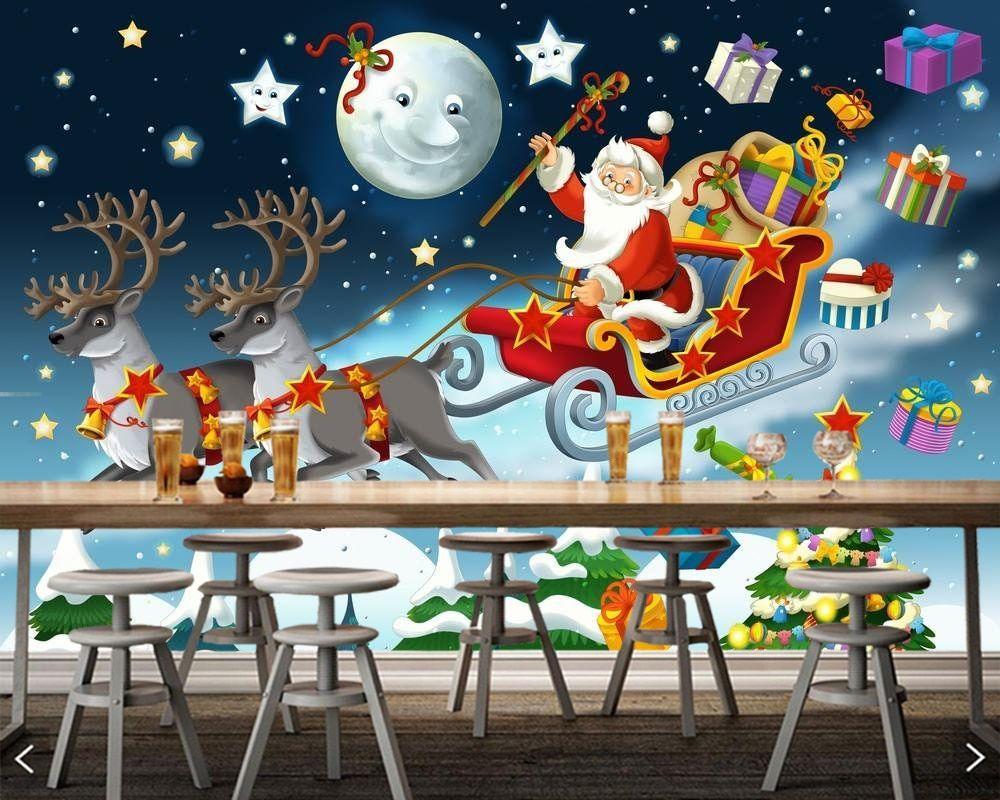 1000x800 Papel de parede Christmas Santa Claus cartoon children wallpaper, living room TV sofa wall bedroom restaurant cafe bar mural. Wallpaper
