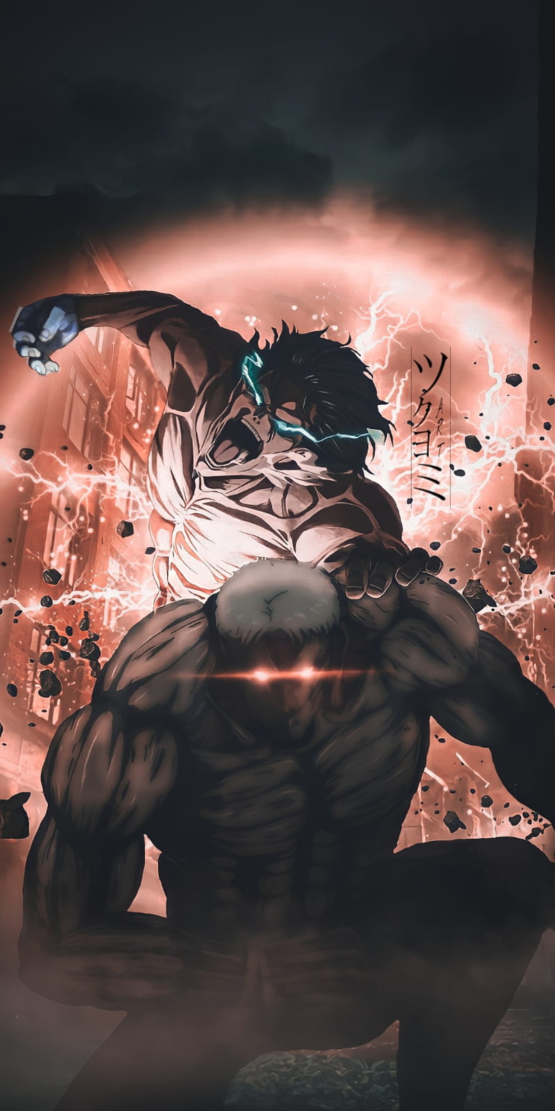 800x1600 Eren vs Reiner, attack titan, reiner braun, attack on titan, armored titan, eren jeager, HD phone wallpaper