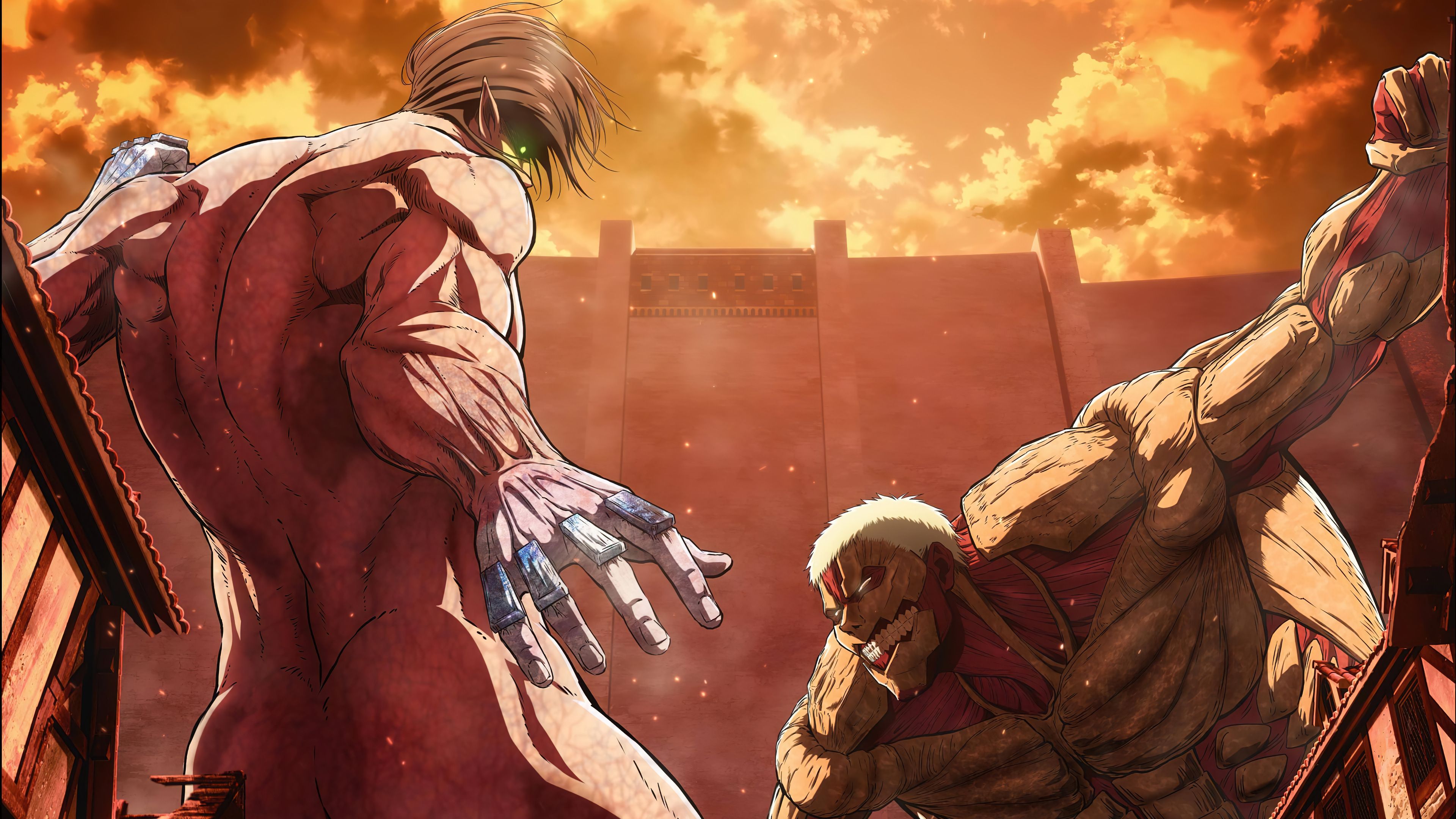 3840x2160 Eren vs Armored Titan