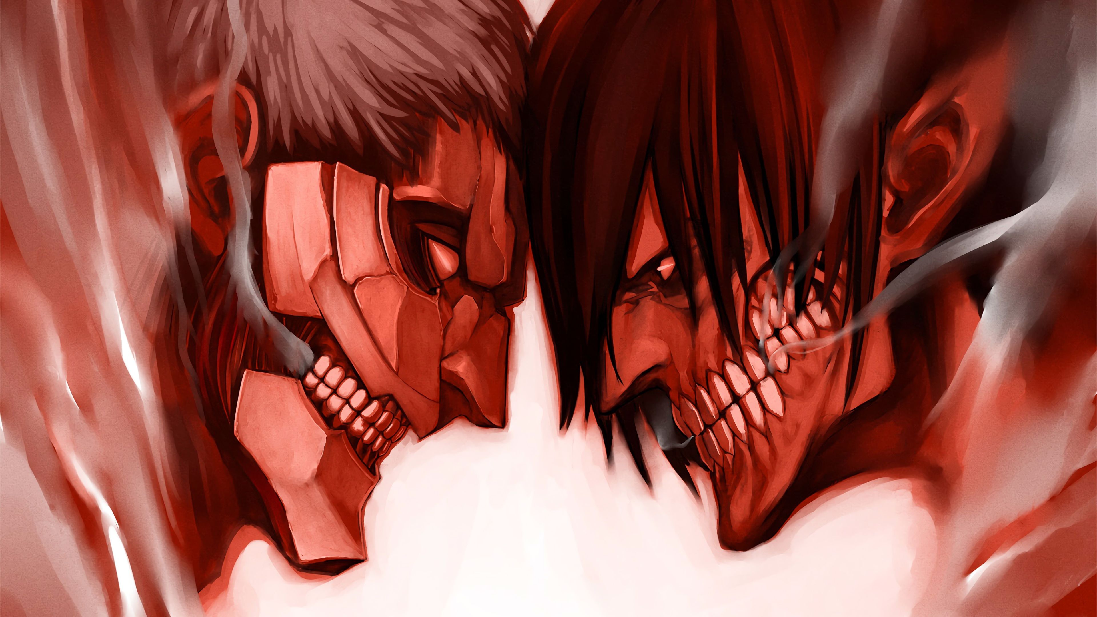 3840x2160 4K Ultra HD Attack on Titan: Reiner vs Eren Epic Showdown Wallpaperx2160