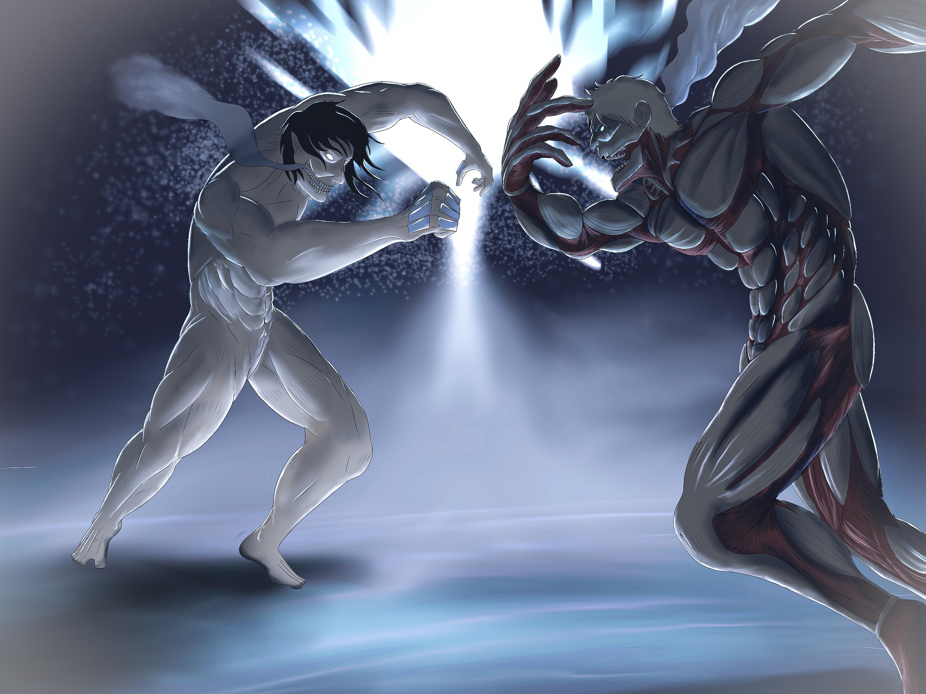 3500x2625 Eren vs Reiner since we're so close to their confrontation