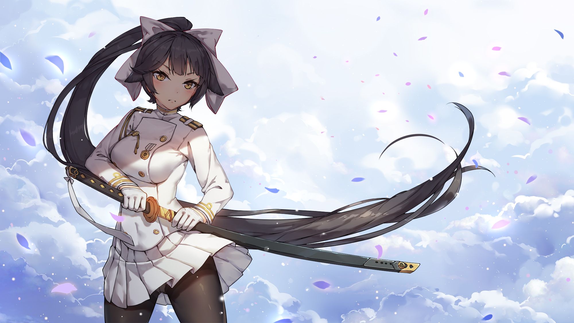 2000x1125 Azur Lane, Takao (Azur Lane), yellow eyes, black hairx1125 Wallpaper