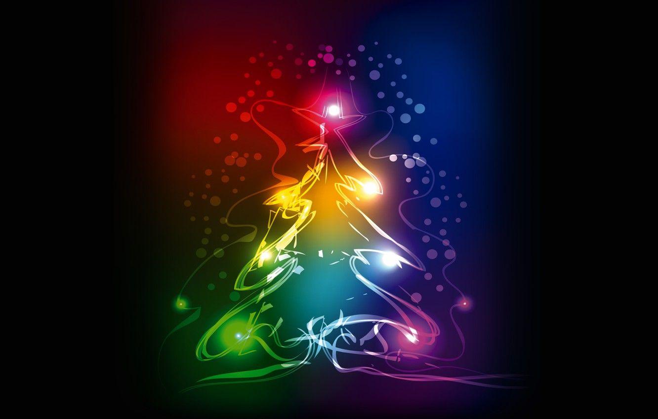 1332x850 Wallpaper tree, colors, New Year, Christmas, christmas, tree, neon, xmas image for desktop, section новый год