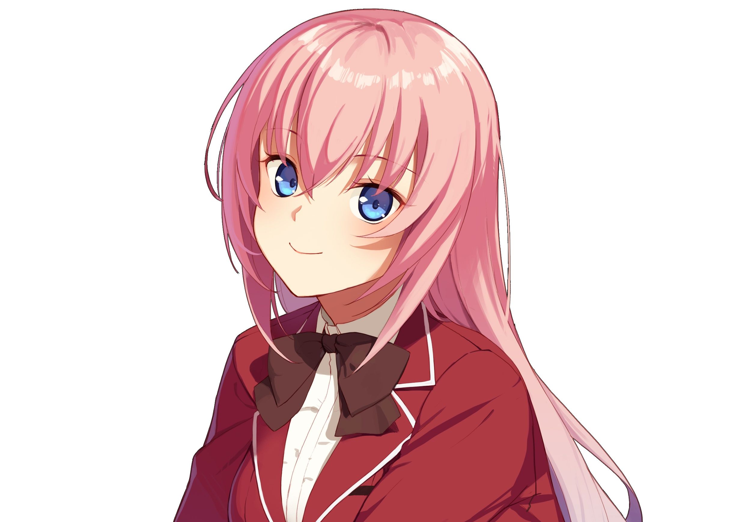 2480x1739 Wallpaper look, girl, smile, background, white background, Youkoso Jitsuryoku Shijou Shugi no Kyoushitsu e, Welcome To The Class Of The Elite, Honami Ichinose for mobile and desktop, section сёнэн, resolution 2480x1739