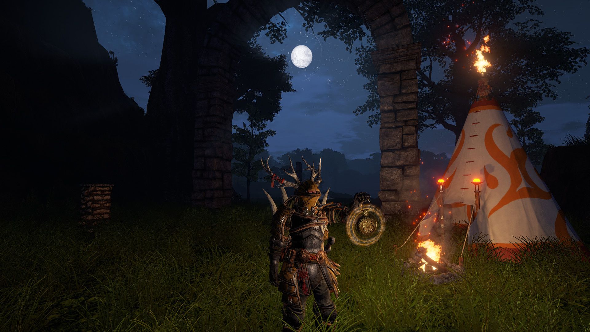 1920x1080 Outward Game Moonlit Campsite HD Wallpaperx1080