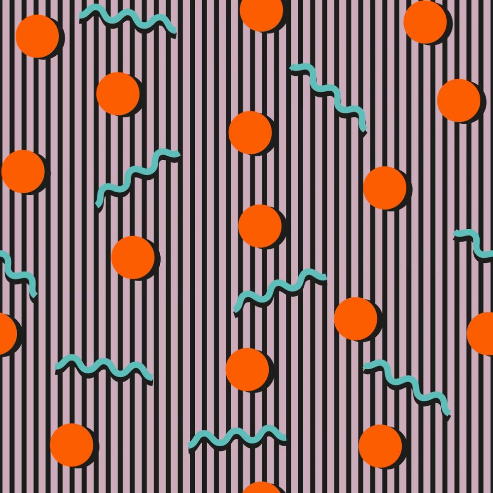 1000x1000 Memphis Dots & Stripes, Pink
