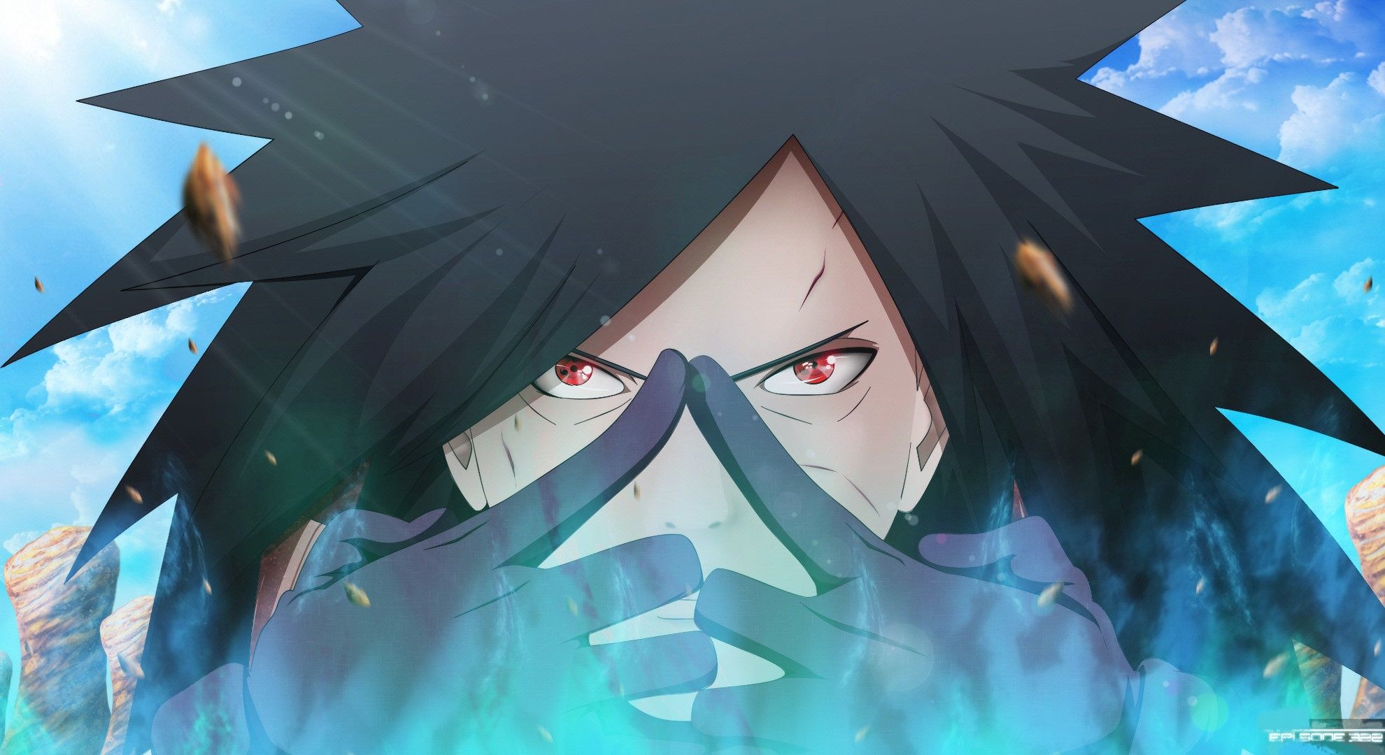 1980x1080 Wallpaper Naruto Shippuden, blue flame, Naruto shippuuden, by Masashi Kishimoto, red eyes, ninjutsu, Power Uchiha for mobile and desktop, section сёнэн, resolution 1980x1080