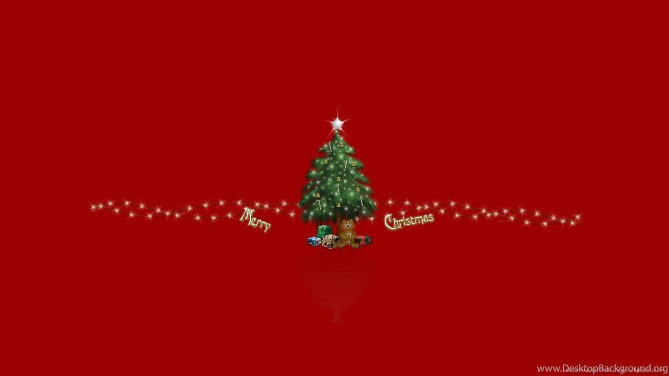 1366x768 Download 1366x768 Small Christmas Tree On A Red Background Wallpaper Desktop Background