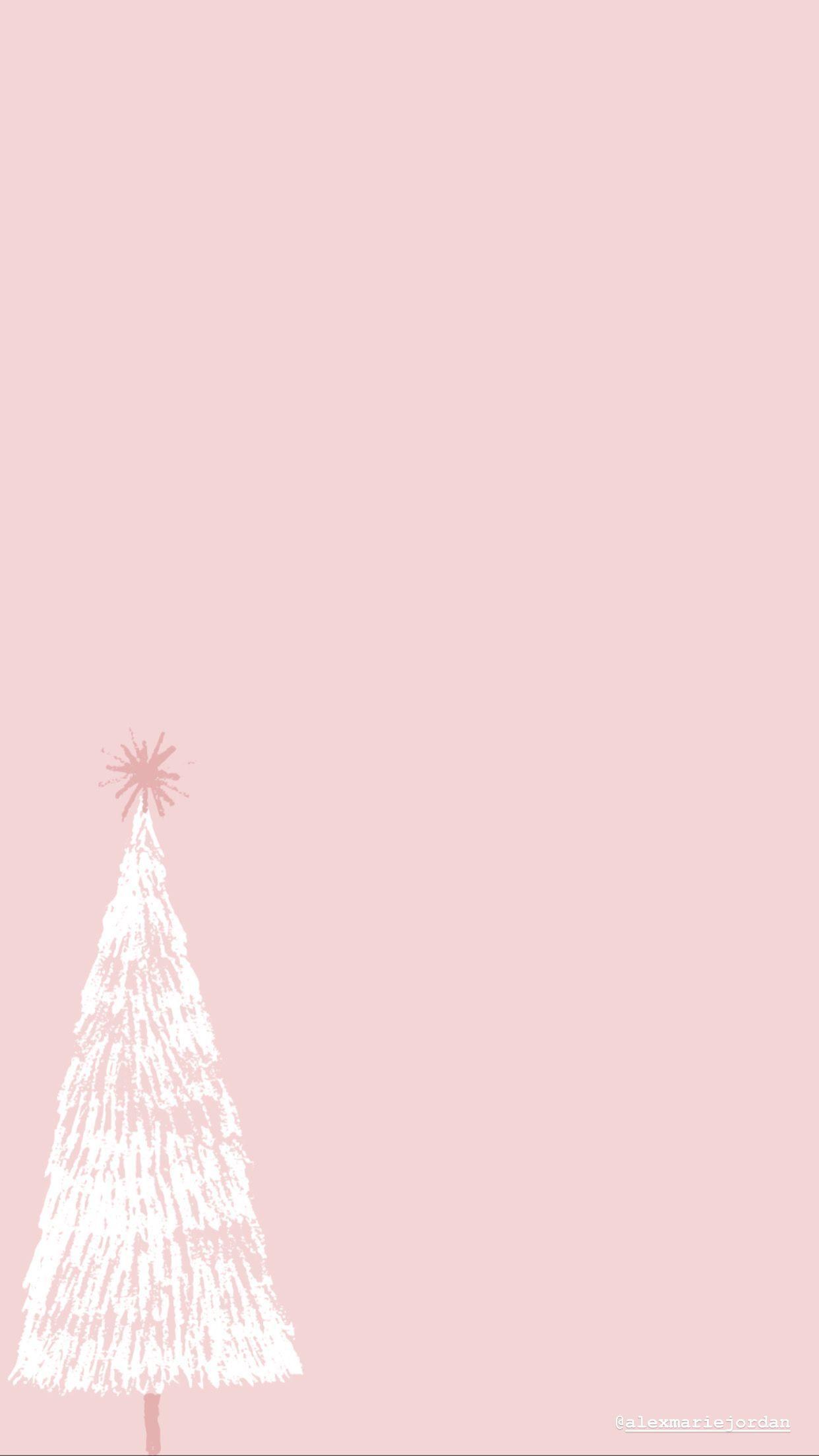 1242x2208 Pink And Gray Christmas Tree Wallpaper