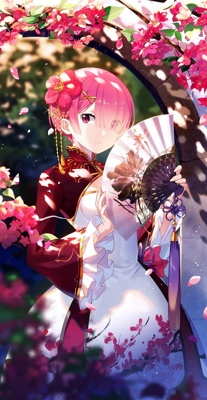 800x1544 Re zero Ram, magenta, pink, anime, re zero, HD phone wallpaper
