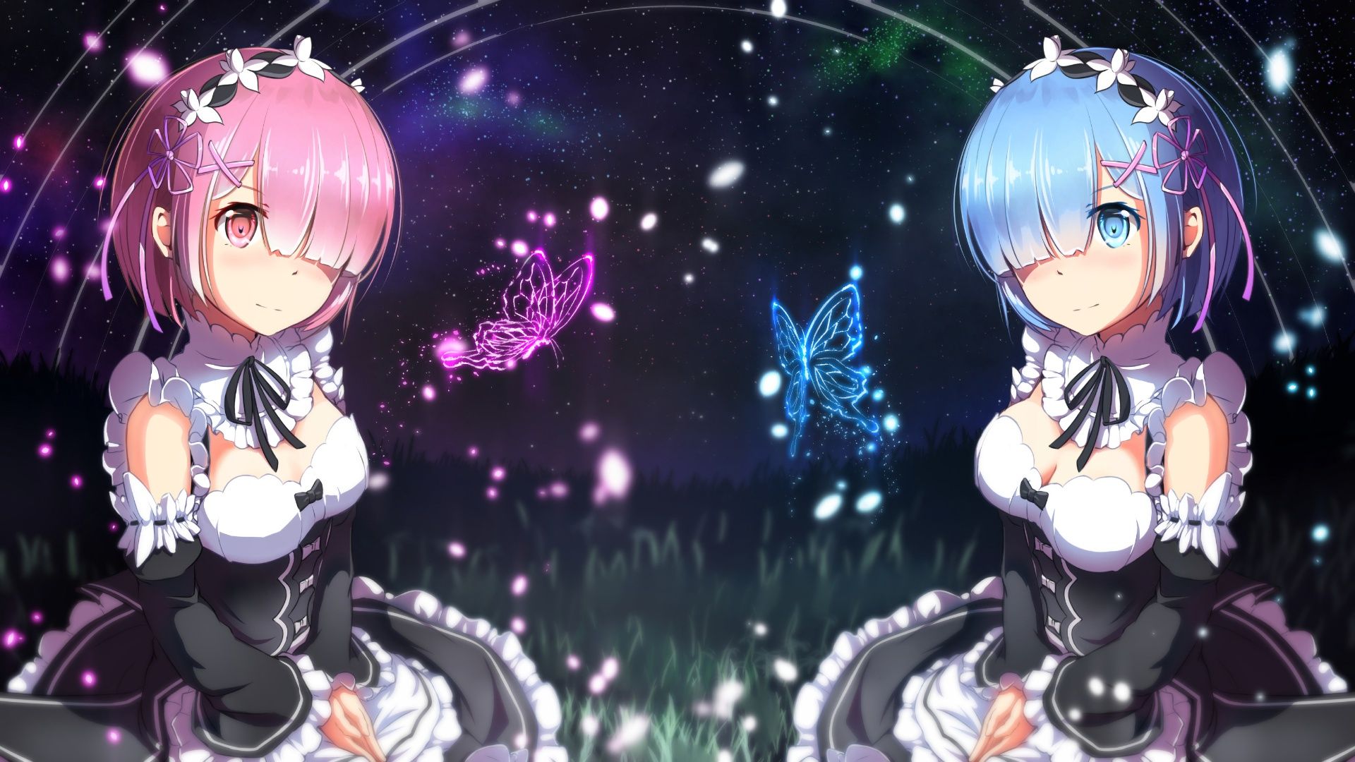1920x1080 Wallpaper Re: Zero, Ram, Rem for mobile and desktop, section прочее, resolution 1920x1080