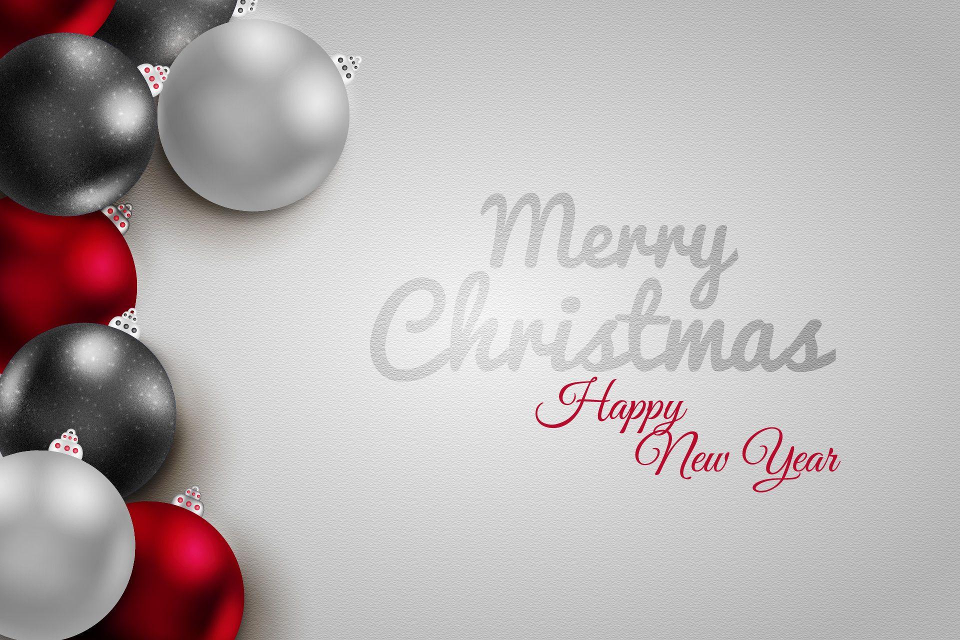 1920x1280 Merry Christmas And Happy New Year Rrealistic Baubles Christmas Grey Background Wallpaper & Background Download