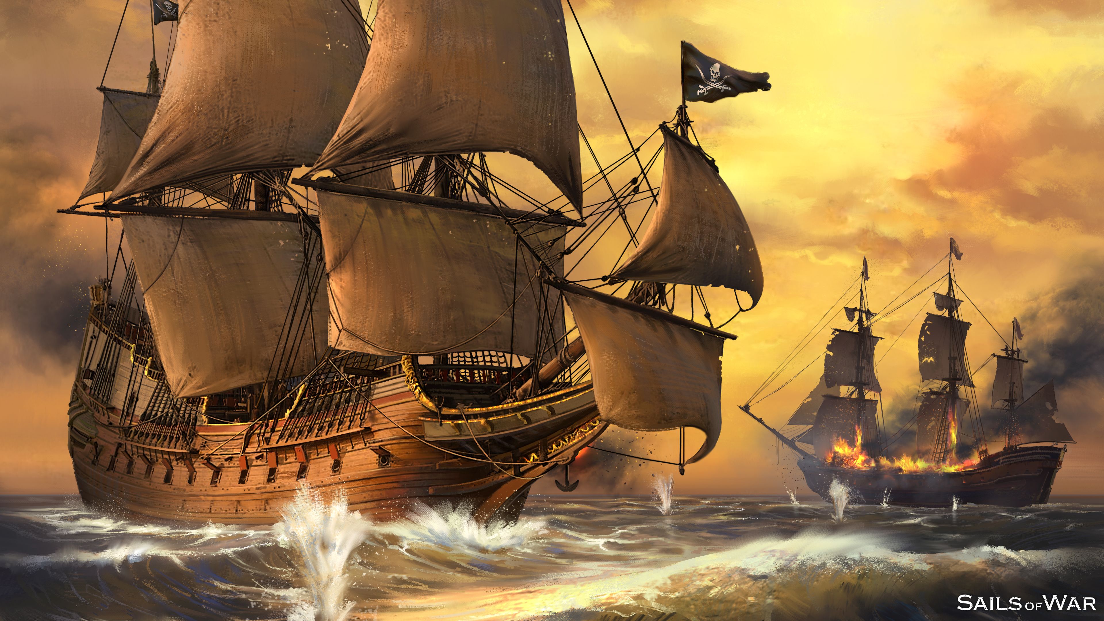 3840x2160 Sails of War Painting