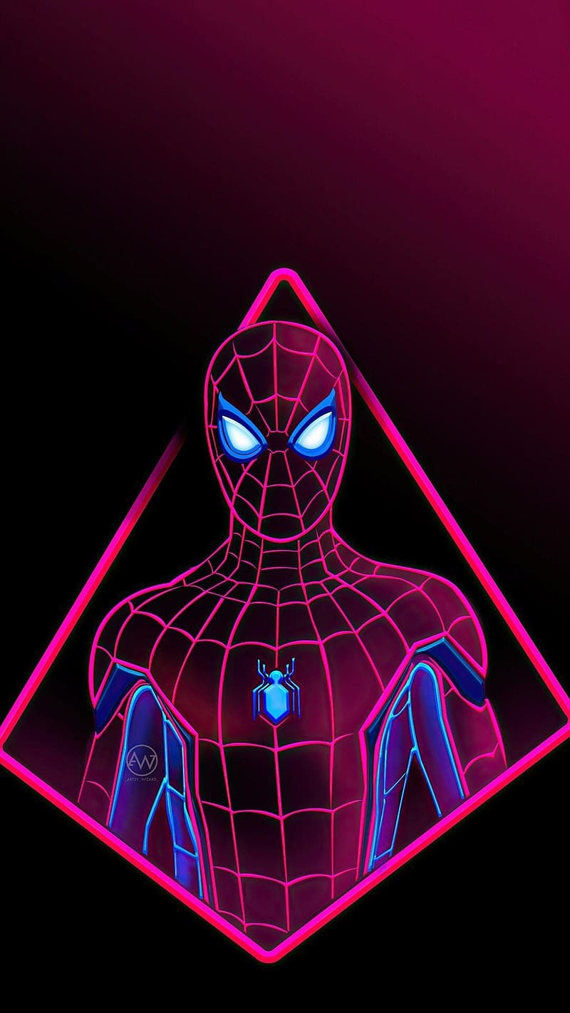 800x1422 Spider Man, Neon Pink Background, marvel, superhero, HD phone wallpaper