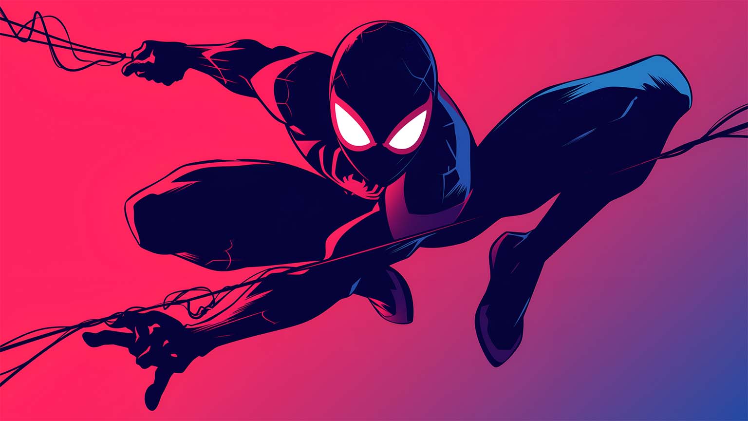 1536x864 Miles Morales Red Pink Gradient Marvel Desktop Wallpaper 4K