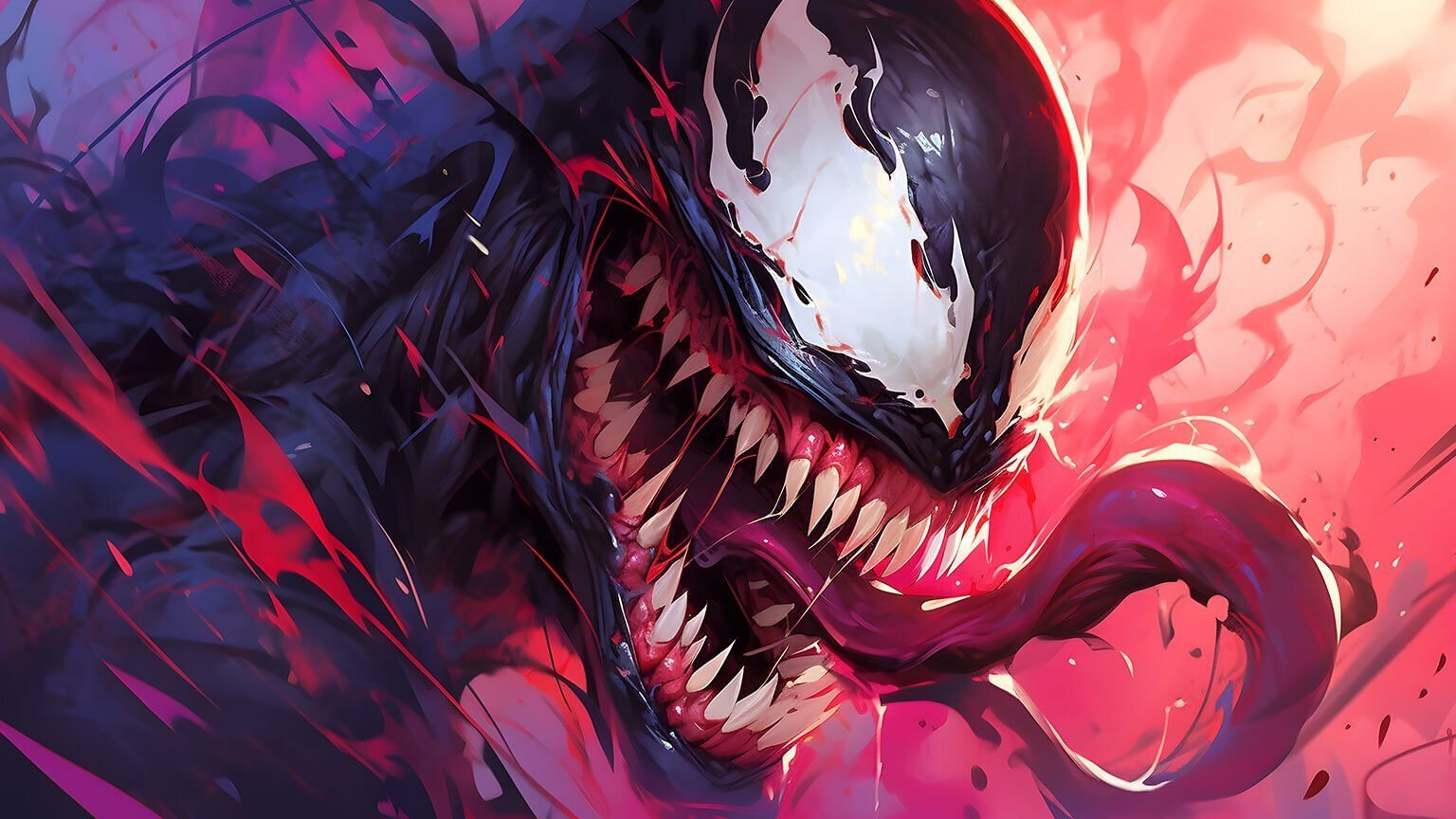 1536x864 Marvel Scary Venom Pink Desktop Wallpaper Preview