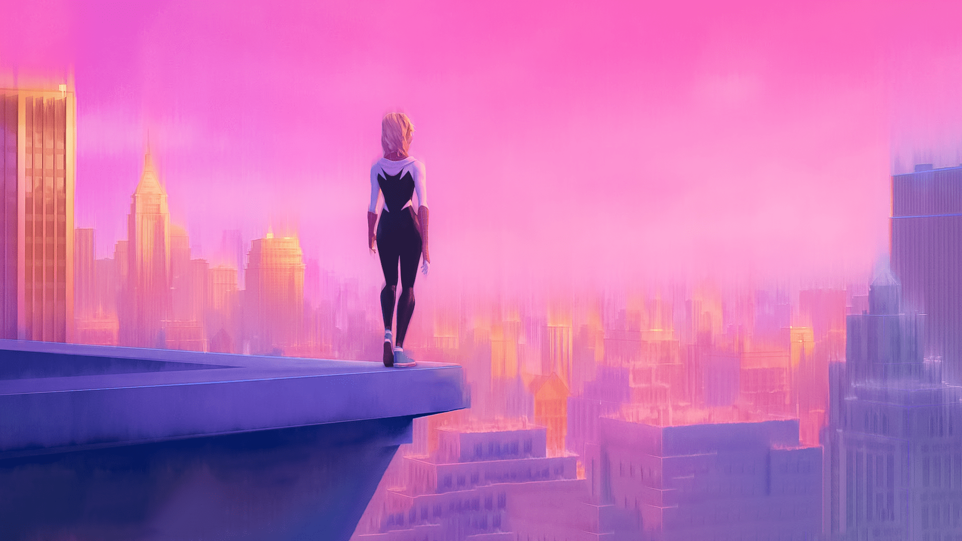 1920x1080 Gwen Stacy on the edge (pretty wallpaper I made)