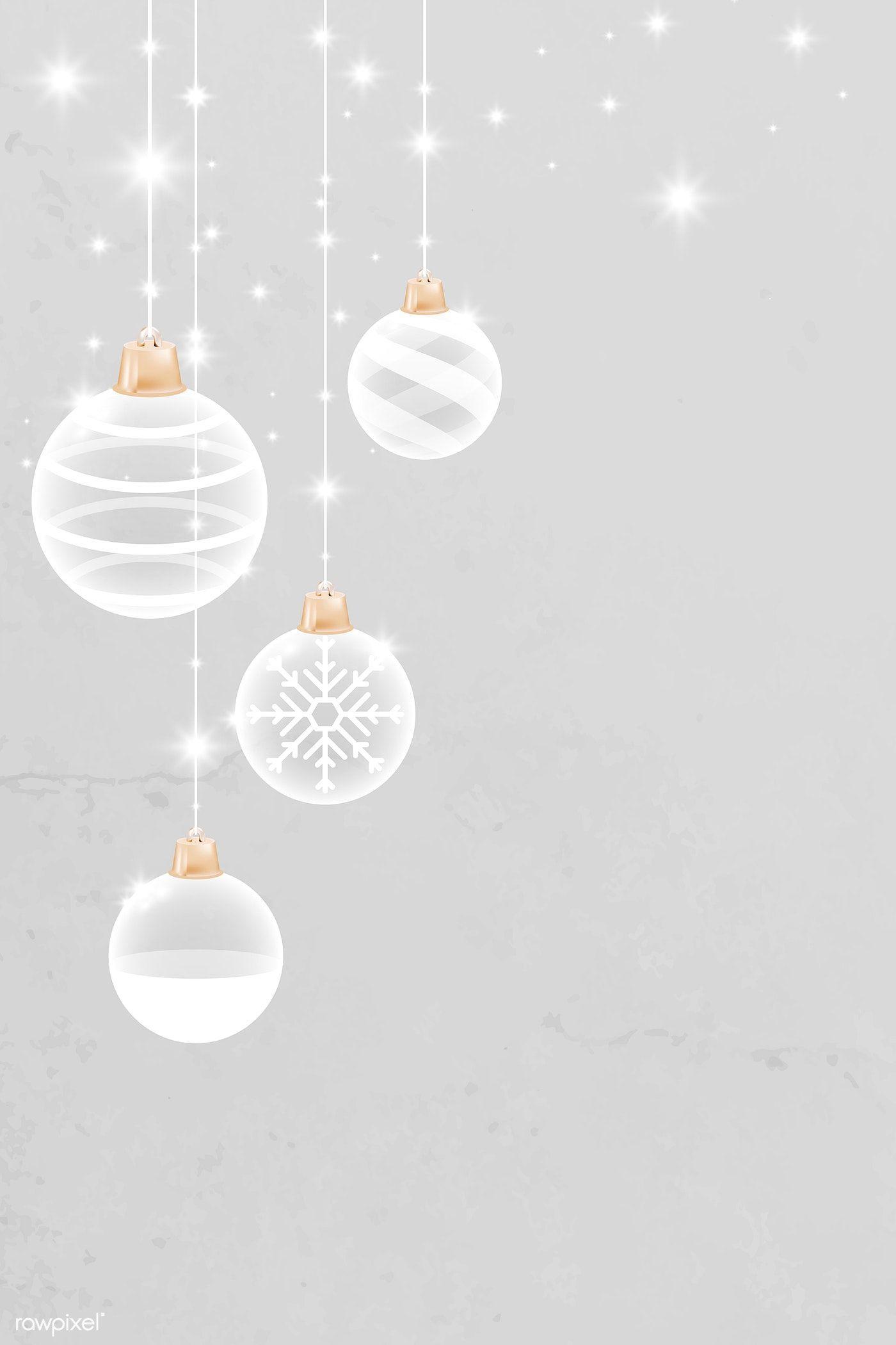 1400x2100 Download premium vector of White Christmas bauble patterned on gray. Christmas baubles, Christmas background, Christmas wallpaper