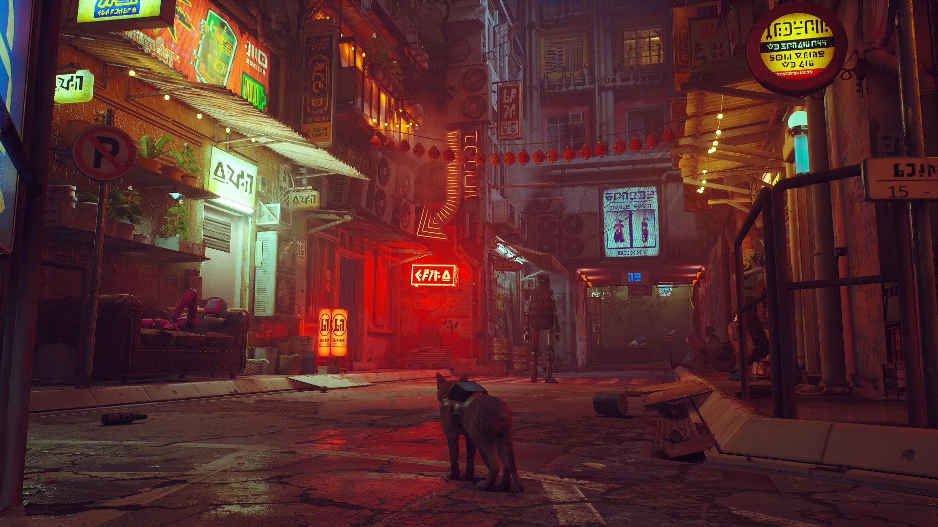1920x1080 Stray in Neon Nights: 4K Ultra HD Video Game Wallpaperx2160